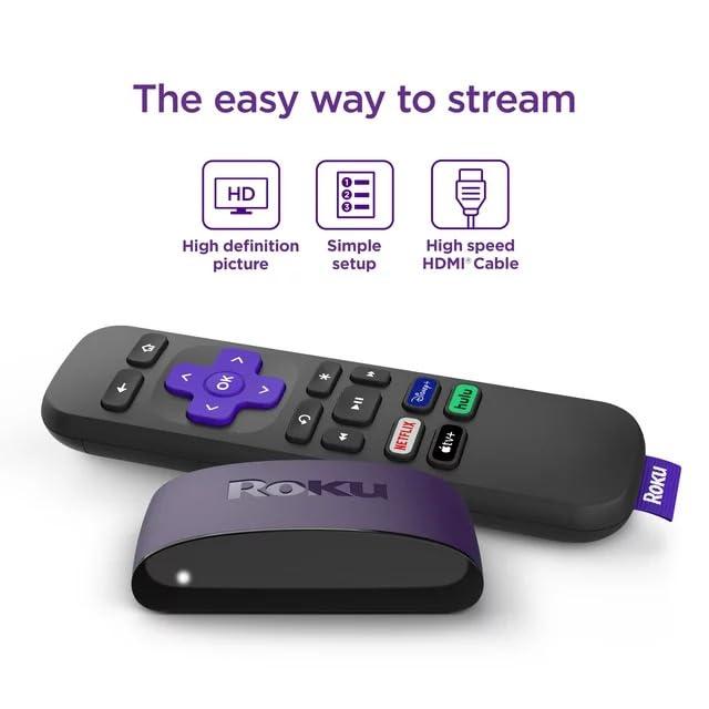 Roku Roku LE HD Streaming Media Player with High Speed HDMI Cable and Simple Roku Remote Device Only, Includes Pouch