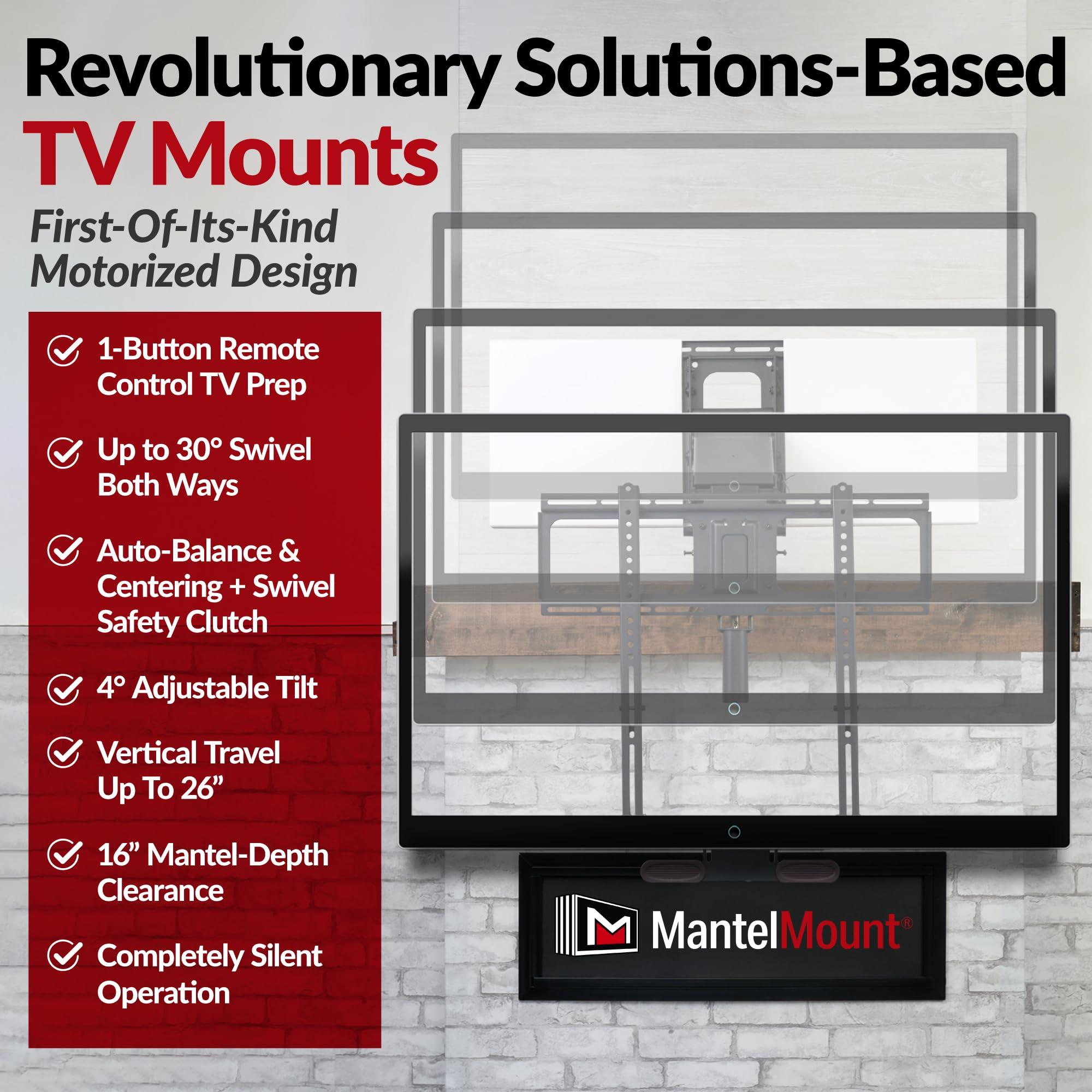MantelMount MantelMount MM815 Motorized Remote Control Pull Down TV Mount with Automated Swivel | Above Fireplace Mount for TVs 45"-90" Up to 115 lbs | RF Remote Control & Favorite Memory Positions