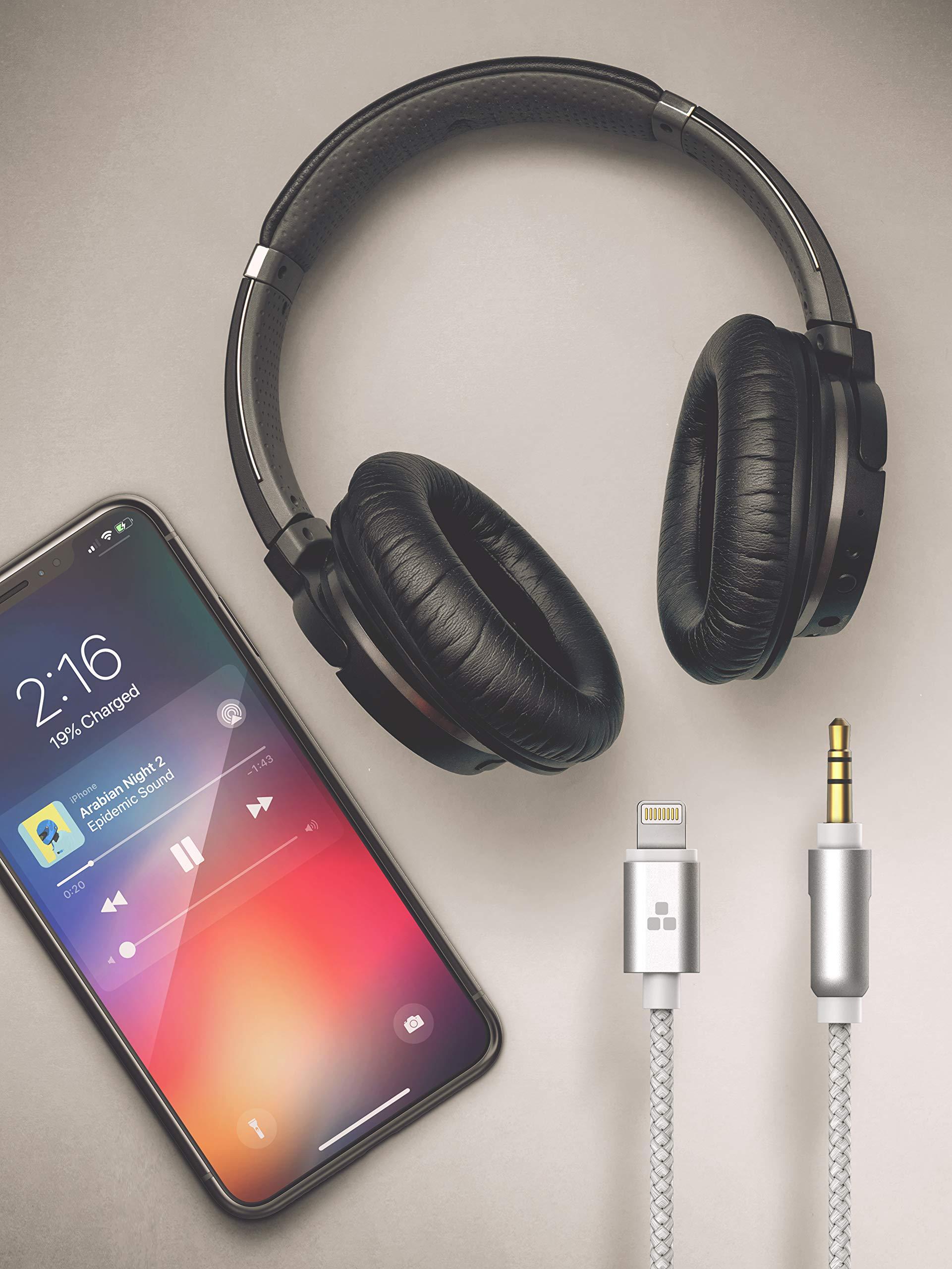 Thore (Apple MFI Certified) iPhone Aux Lightning Cord to Male 3.5mm Auxiliary Cable (iPhone Audio Link to Car Jack, Headphones & Speakers) (White)