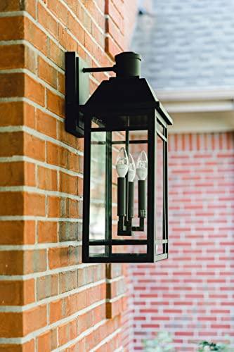 Capital Lighting Fixture Company Capital Lighting 927131BK Braden Clear Glass Outdoor Wall Sconce, 3-Light 180 Total Watts, 23\" H x 13\" W, Black