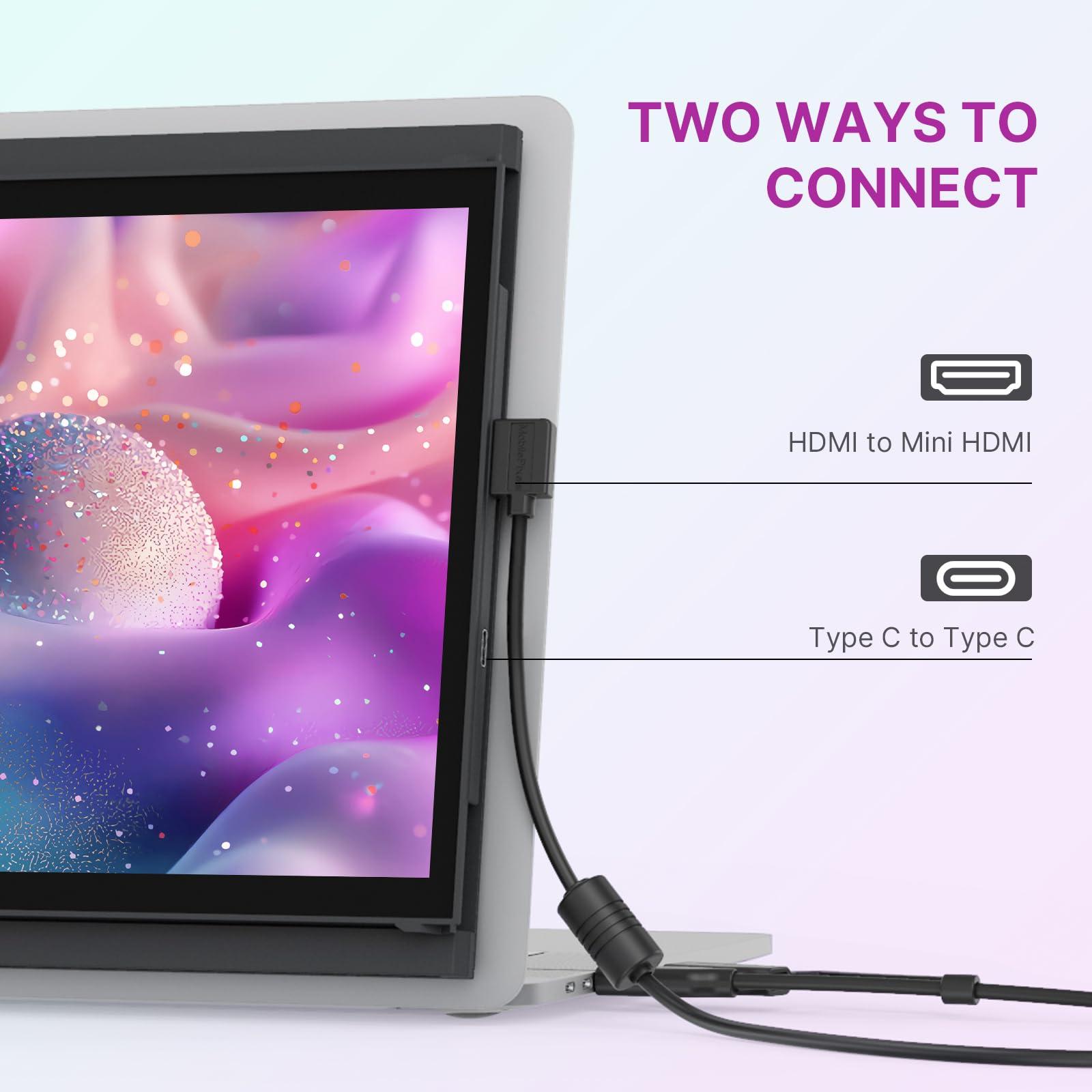 Duex New Mobile Pixels Duex Lite Portable Monitor for Laptops(2025 Upgraded), 12.5" Full HD IPS Laptop Screen Extender, USB C/HDMI Powered Plug and Play, Windows/Mac/Android/Switch Compatible (Misty Lilac)