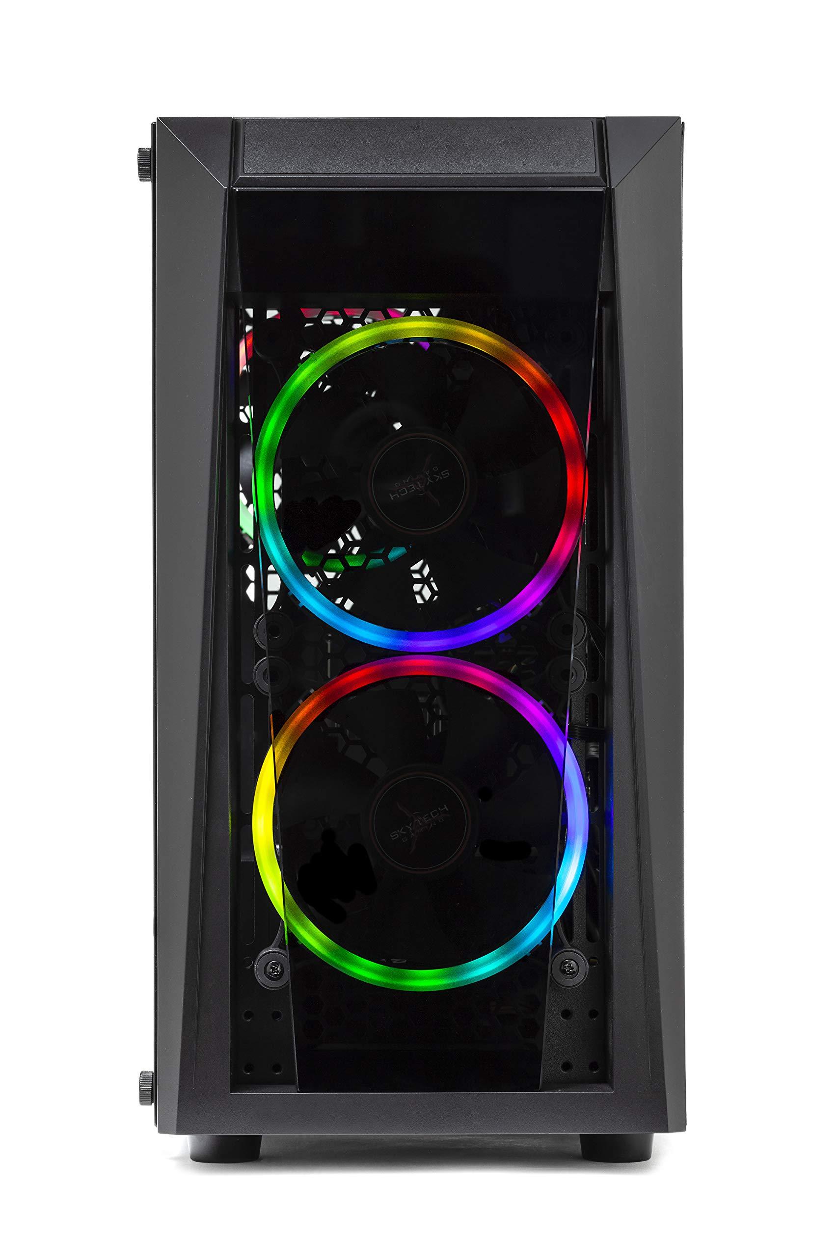 Skytech Gaming SkyTech Blaze II Gaming Computer PC Desktop Ryzen 5 2600 6-Core 3.4 GHz, NVIDIA GeForce GTX 1660 Super 6G, 500G SSD, 16GB DDR4 3000MHz, RGB, AC WiFi, Windows 10 Home 64-bit
