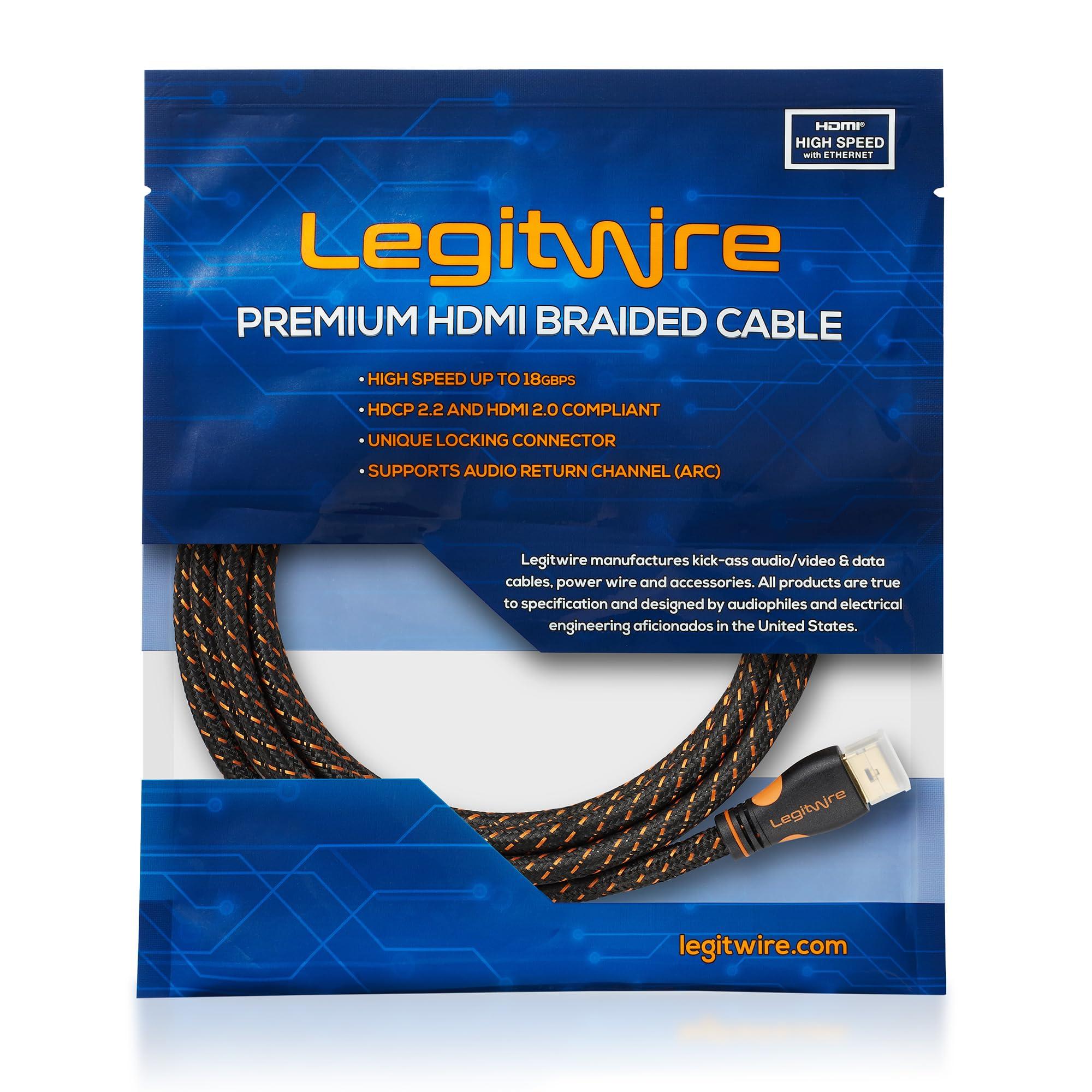 LegitWire LegitWire 10 ft 4K High Speed HDMI Cables, 10 Pack - 18Gbps HDMI 2.0 (4K @ 60hz HDR UHD 4:4:4 Chroma) - Ethernet - Locking Head - Deep Color Ultra HD with ARC, 3D, HDCP 2.2, 28AWG, Gold Plated