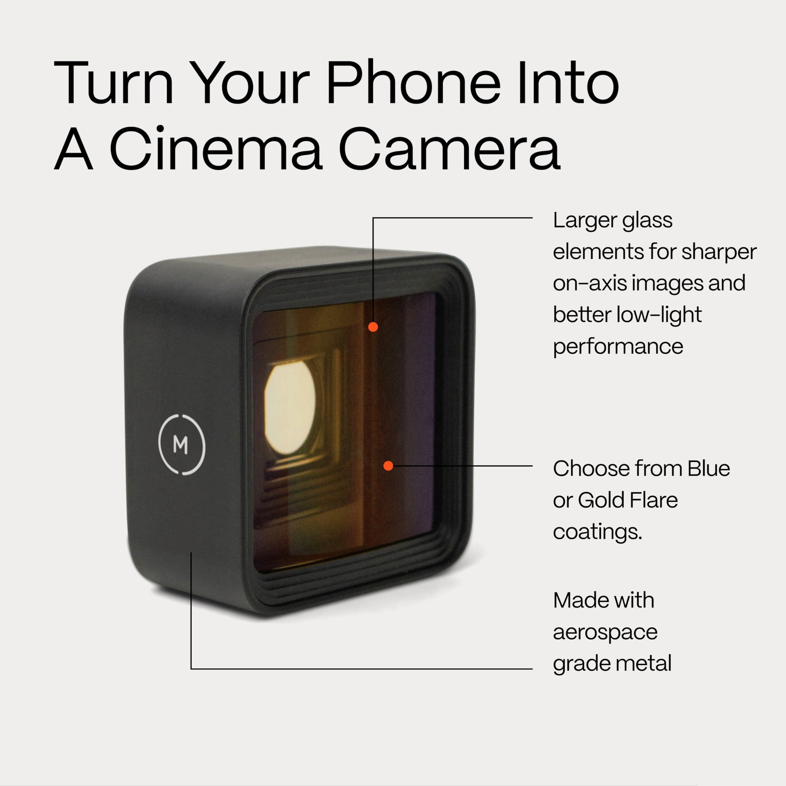 Moment Moment 1.55x Anamorphic Mobile Lens Capture True Cinematic Aspect Ratio, Gold or Blue Flare [Blue Flare, T-Series]