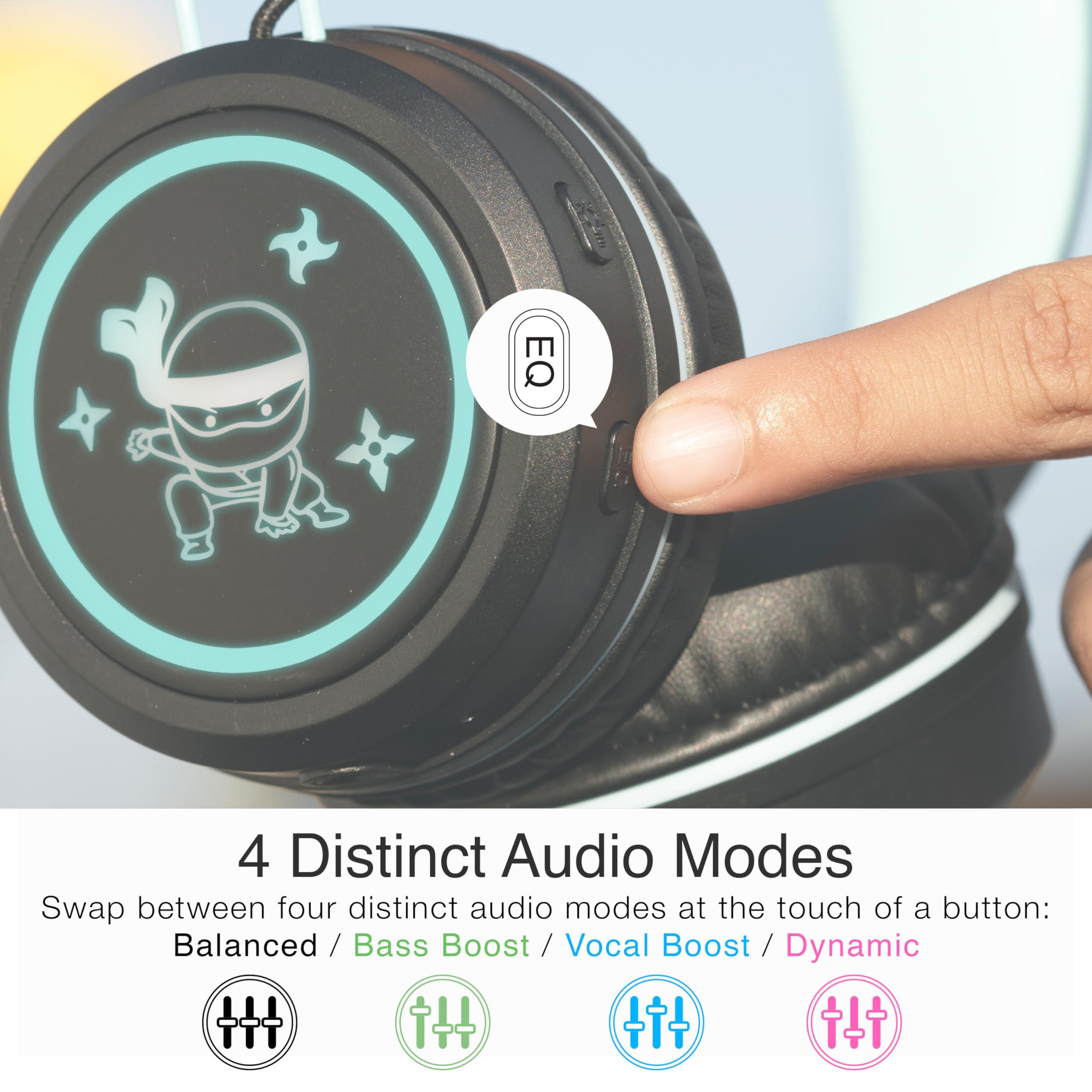 MEE audio MEE audio KidJamz KJ55BT Personalized Bluetooth Wireless Safe Listening Headphones for Kids w/Custom LED-Backlit Design, Volume Limiter, Microphone; Kids Headset for School/iPhone/iPad/Tablet (Black)