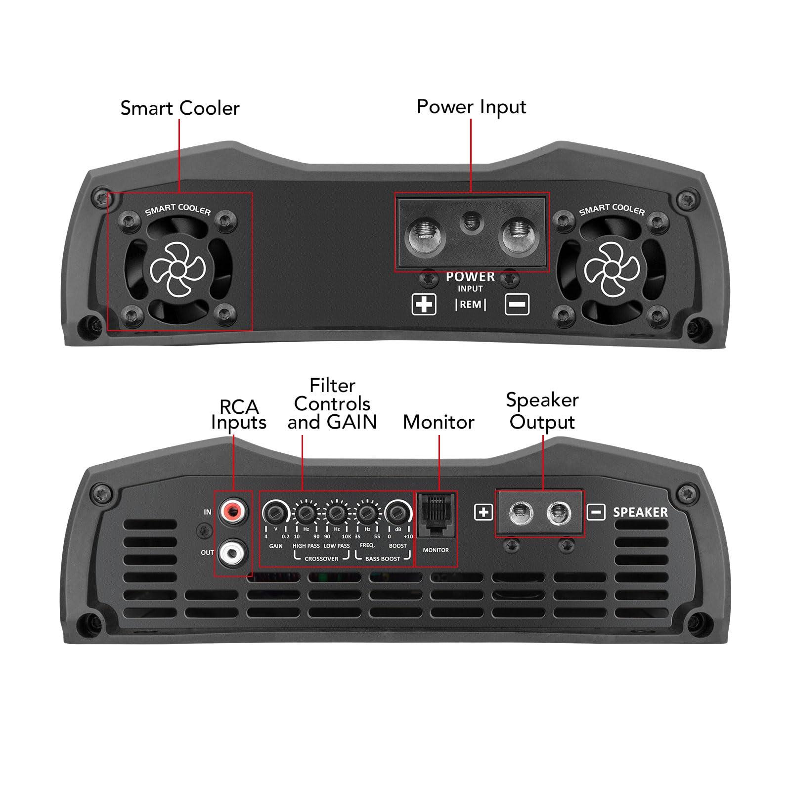 Taramp\'s Taramps Smart 3 Amplifier 1 to 2 Ohms 3000 Watts RMS, Multi Impedance, 1 Channel, High Performance, Class D, Monoblock, Great for Subwoofers, Smart 3k