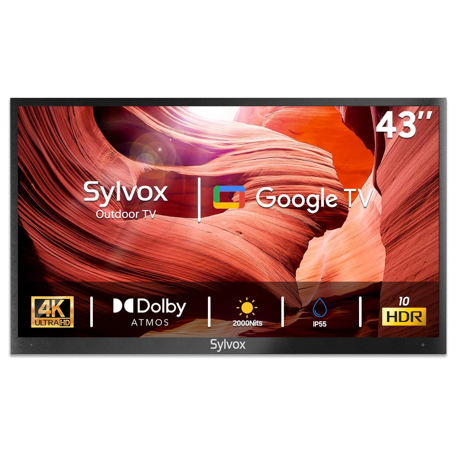 SYLVOX SYLVOX Outdoor TV, 43 inch 2000 Nit High Brightness Smart Outdoor TV, 4K Sunlight Readable Display, IP55 Waterproof, Smart TV for Outdoor Households or Commercial Places (Pool Pro 2.0/2024)