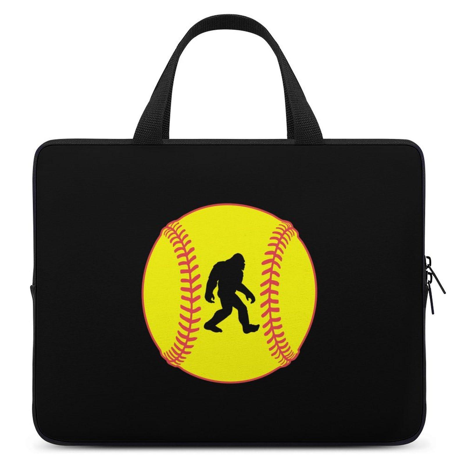Nudquiods45 Softball Sasquatch Bigfoot Funny Laptop Sleeve Bag Portable Carrying Waterproof Shockproof Notebook Cover Protector Case with Handle
