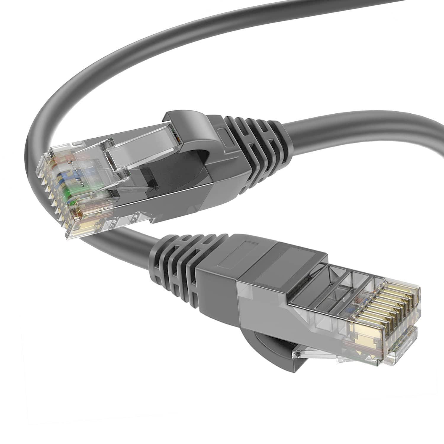 QualGear QualGear QG-CAT6R-CCA-75FT-GRY CAT 6 High Speed Internet and Ethernet Cable for Home and Office Use - 24 AWG, Up to 1 Gbps, 250MHz, Gold Plated Contacts, RJ45, CCA, Gray - 75ft