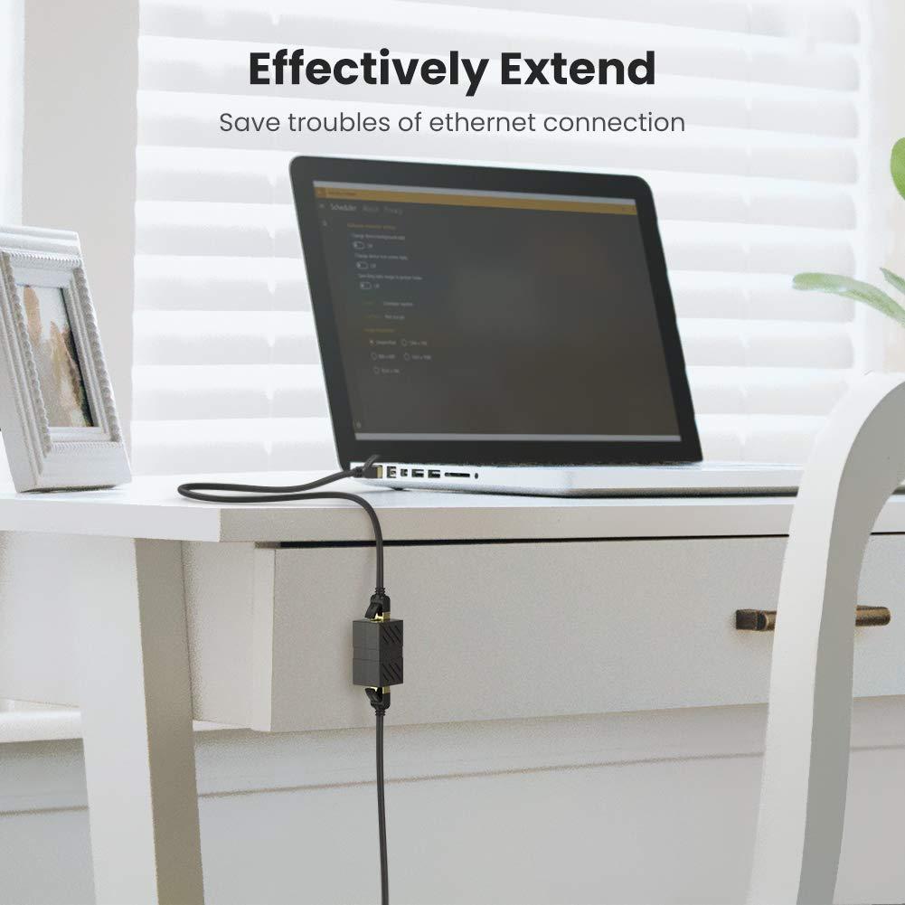 UGREEN UGREEN RJ45 Coupler 2 Pack in Line Coupler Cat7 Cat6 Cat5e Ethernet Cable Extender and Cat7 High-Speed Flat Gigabit RJ45 LAN Cable 10Gbps Compatible for Gaming PS5 PS4 PS3 Xbox PC Laptop Modem Router