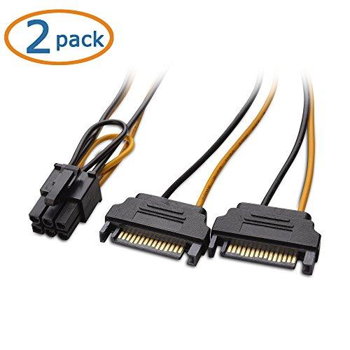 Cable Matters Cable Matters 2-Pack 6 Pin PCIe to Dual SATA Power Cable 4 Inches, 2X SATA to 6 Pin PCIe