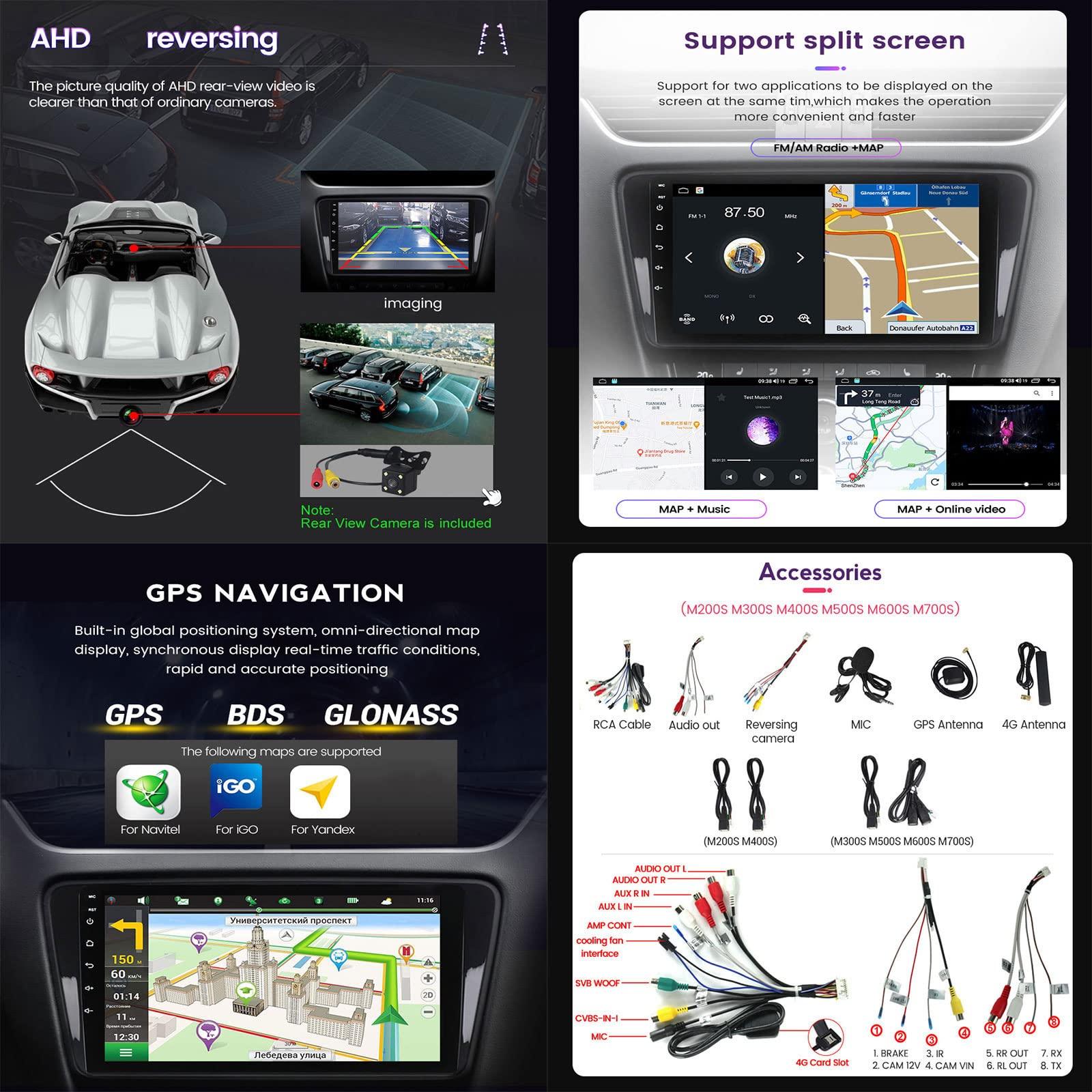 ZEARLY ZEARLY Double Din Car Stereo for Toyota Fortuner 2015-2020, Android in-Dash Player with Bluetooth 5.0, FM Radio, Built-in Carplay and DSP, 9 Inch IPS Touch Screen Car Stereo,M200s