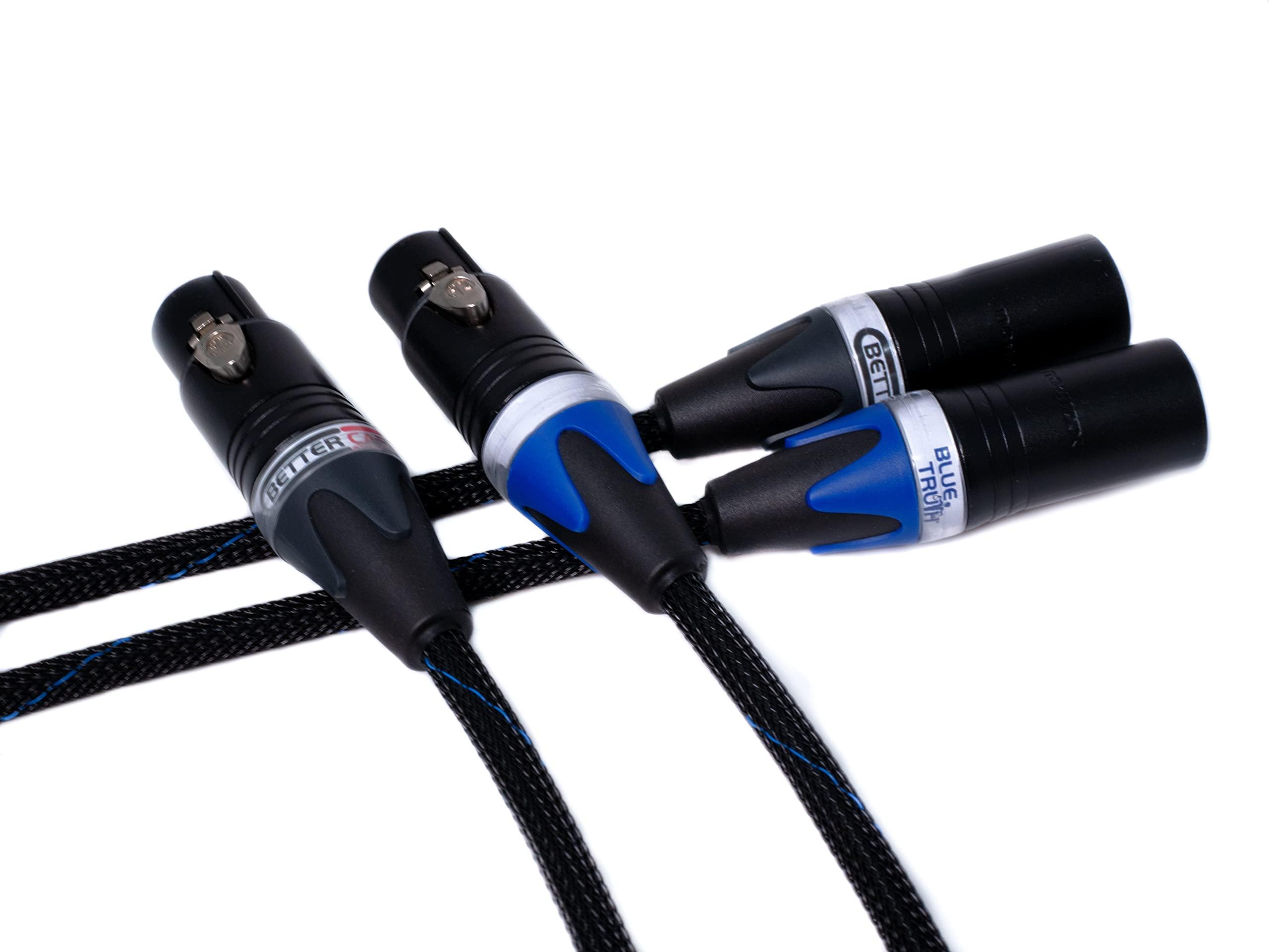BETTERCABLES.COM Better Cables Blue Truth Ultra Balanced XLR Cables - Stereo Pair (2 Cables) - High-End, High-Performance, Audiophile Premium Hi-Fi Audio, Silver/Copper Hybrid, Teflon - 10 Feet