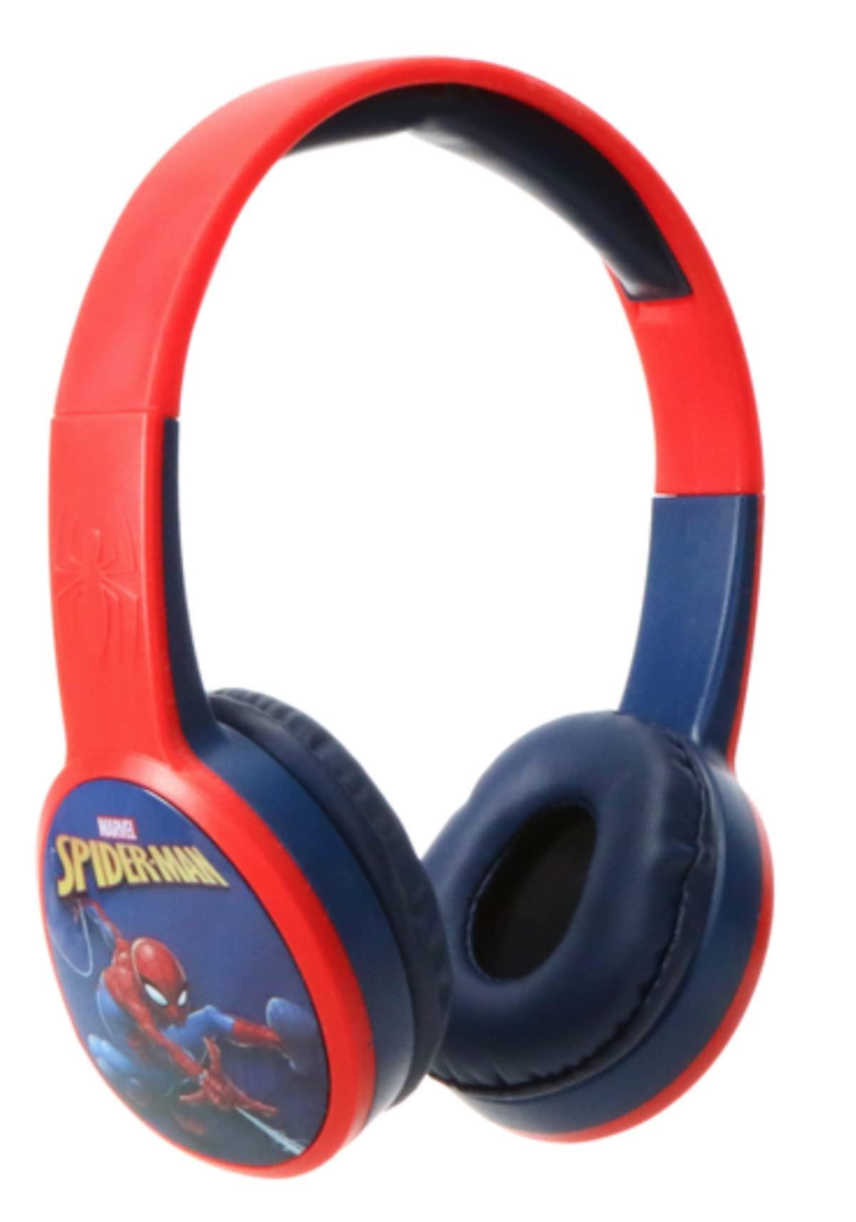 Spider Man Spider Man Bluetooth Kid Safe Headphones Over The Ear Padded Cushions Flying on a Web Design