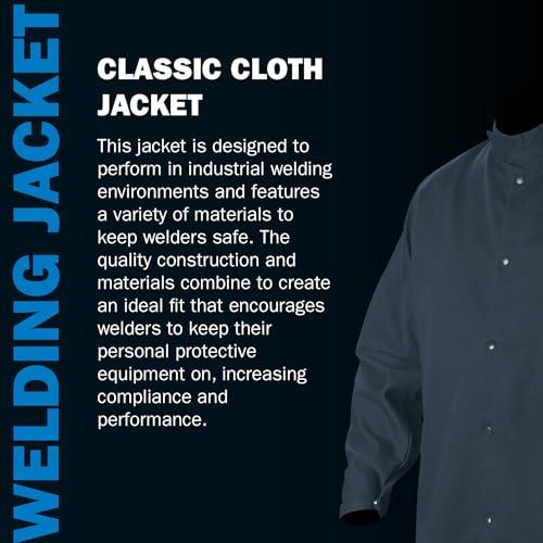 Miller Electric Miller Classic Cloth Jacket - 9oz Navy Cotton Welding Jacket XL - Everyday-Use Welder Jacket for Men & Women - Light-Duty Cloth Jackets for Welding - Flame Resistant Jackets (Navy Blue)