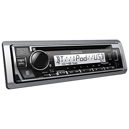 Enrock Marine Single DIN Marine Boat Yacht Outdoor In Dash Bluetooth CD Player USB AM/FM Radio Stereo Receiver Bundle Combo With Splashproof Radio Cover, Marine Radio Antenna - Complete Marine Kit (CD Player)