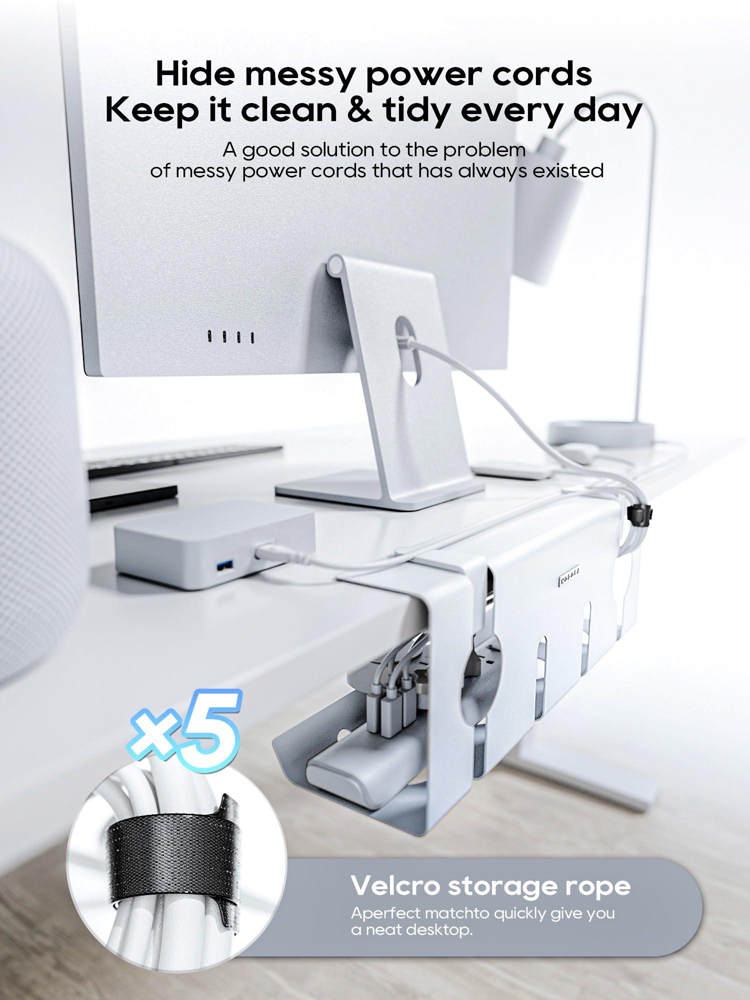 NODOCA NODOCA No Drill Under Desk Cable Management Tray, 17\'\' Wire Management, Punch-Free Clamp on, Newest Metal Cable Tray, Wire Organizer Under Desk, Under Desk Basket for Office and Home, White(2 Packs)