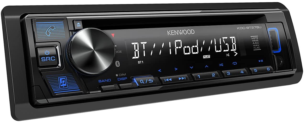 Kenwood KENWOOD KDC-BT278U CD Car Stereo w/ Bluetooth, Single DIN, App Control & AM/FM Radio, USB Port, AUX Input
