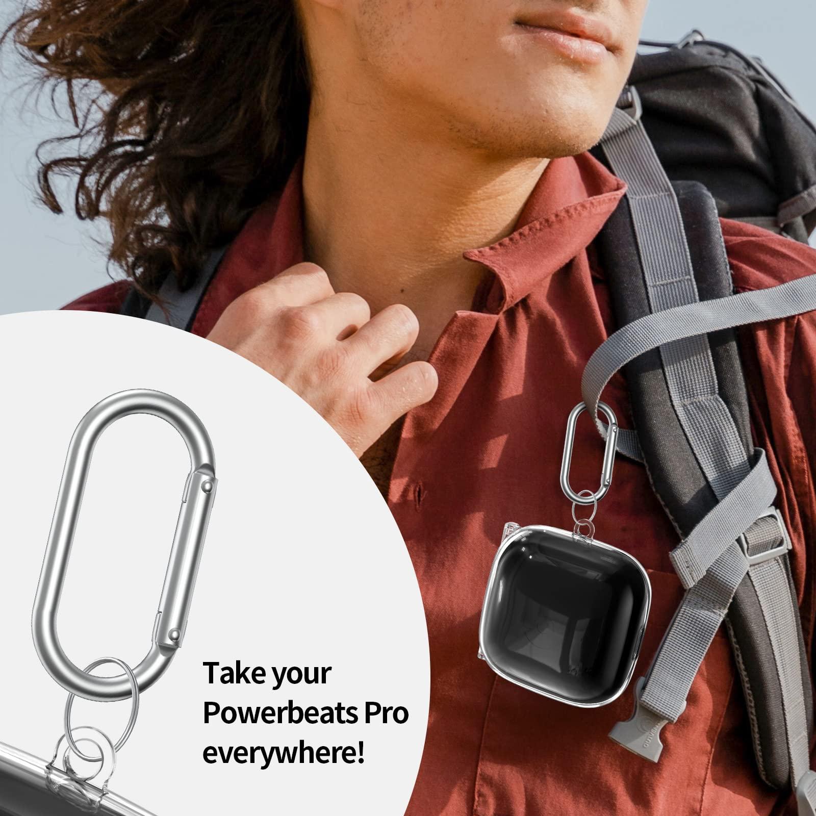 Filoto Powerbeats Pro Case Cover, Filoto Hard Case for Powerbeats Pro Wireless Earbuds Full Body Shockproof Protective Charging Case Skin with Keychain Accessories for Men Women,Clear
