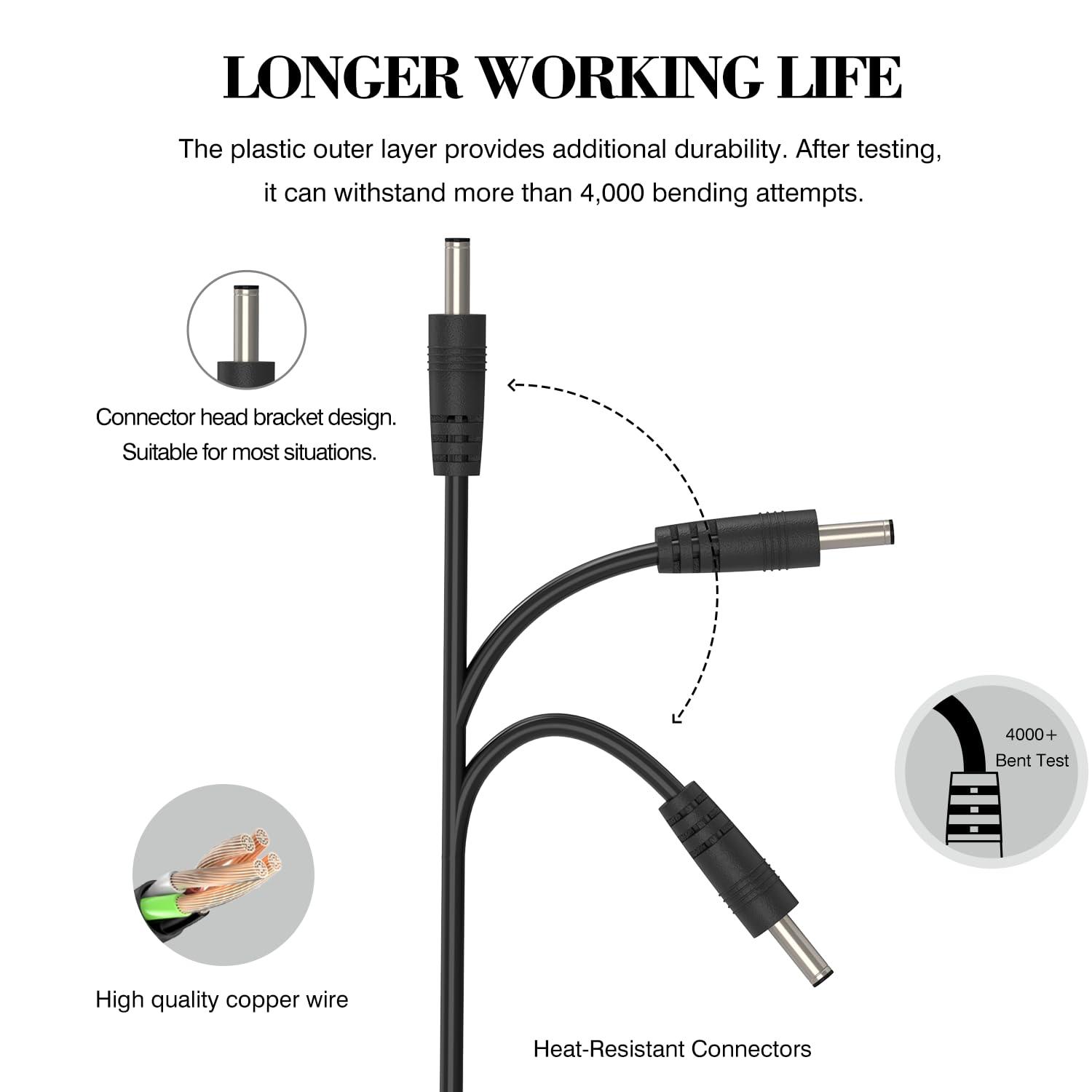 BOEEA 5V Charger Compatible with NuFACE Mini Facial Toning Device Pink/White/Green, Facial Toning Device Battery Power Adapter Charging Cord