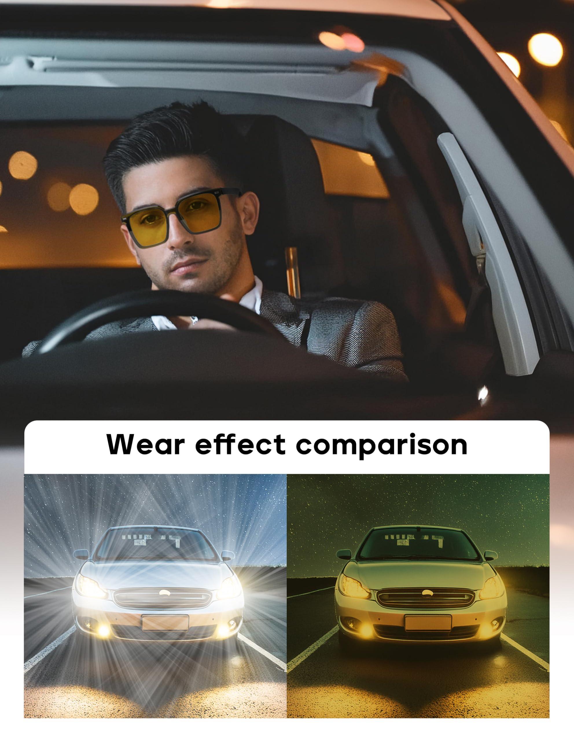 ZanyLen ZanyLen Magnetic Clip On Sunglasses for Men/Women Polarized UV Protection Night Driving Sunglasses Square Blue Light Glasses