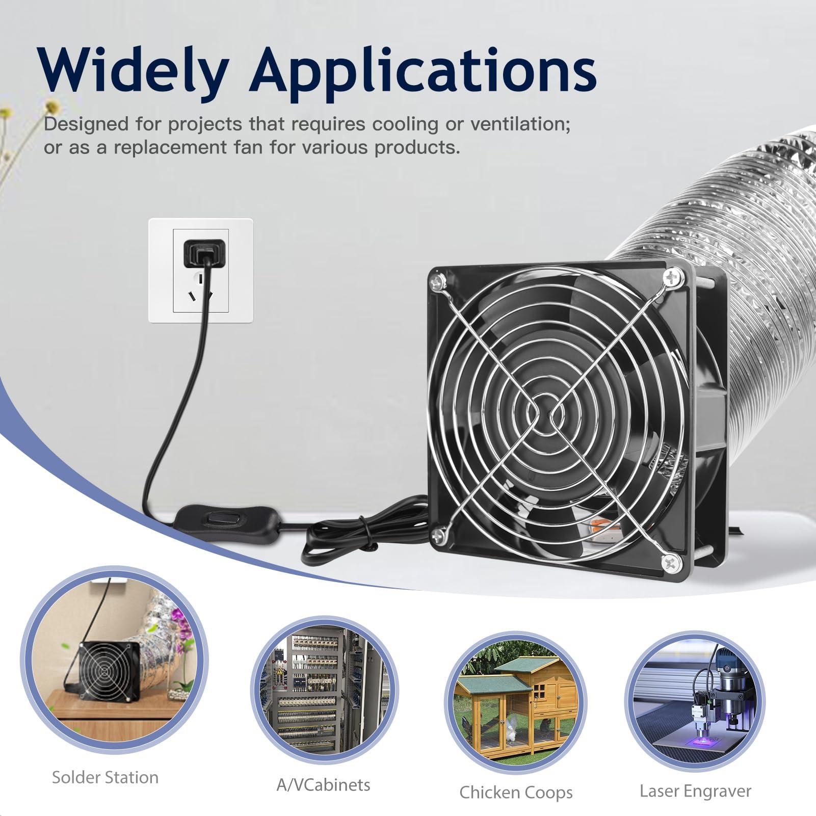 KEYFANCLUB KEYFANCLUB High Speed Axial Muffin Fan 110V 120V AC 120mm x 38mm Dual Ball for DIY Cooling Ventilation Exhaust Projects