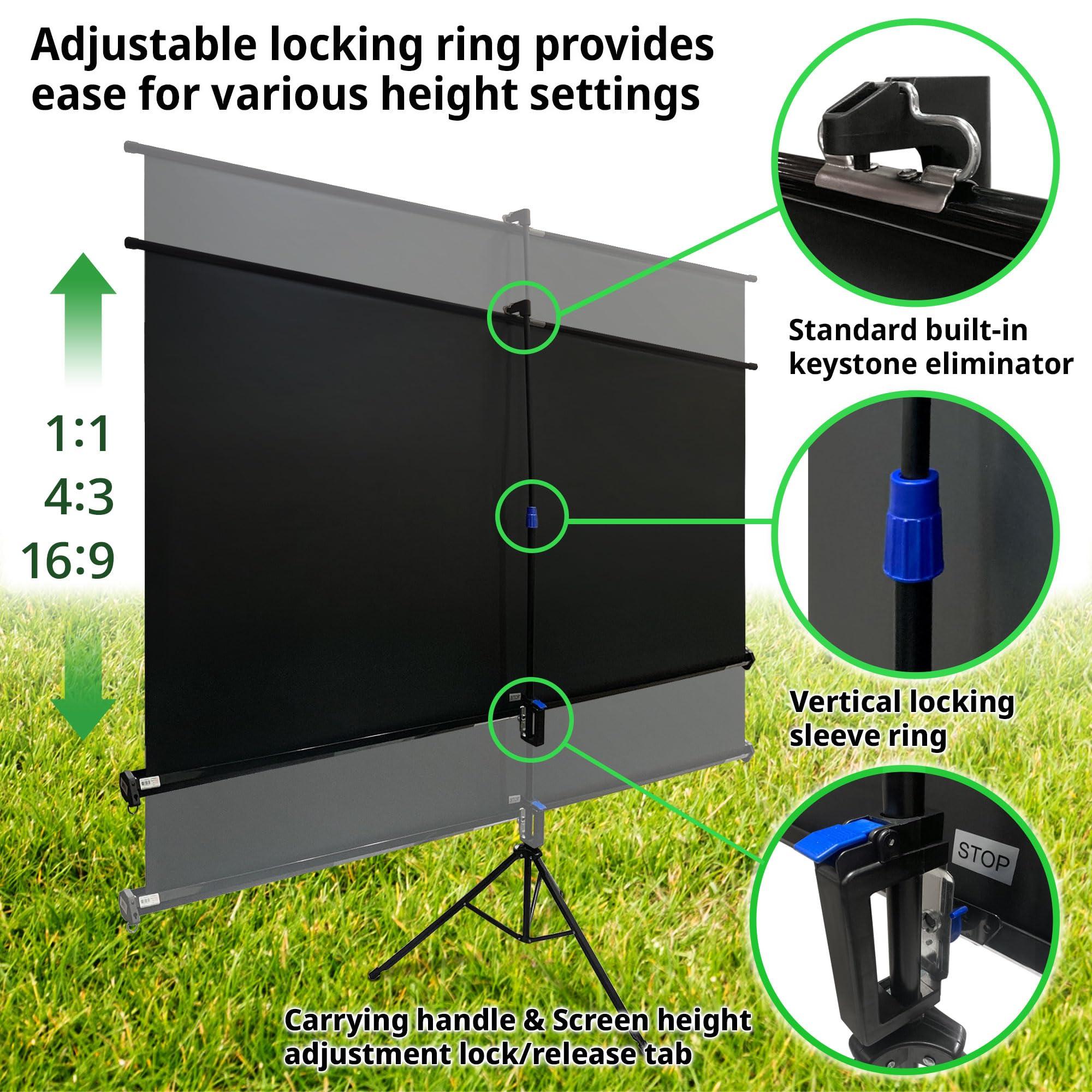 Elite Screens Elite Screens Tripod Series, 120-inch Adjustable Multi Aspect Ratio 16:9 Portable Indoor Outdoor Projector Screen, 8K / 4K Ultra HD 3D Ready, US Based Company 2-YEAR WARRANTY, T120UWV1 - Black