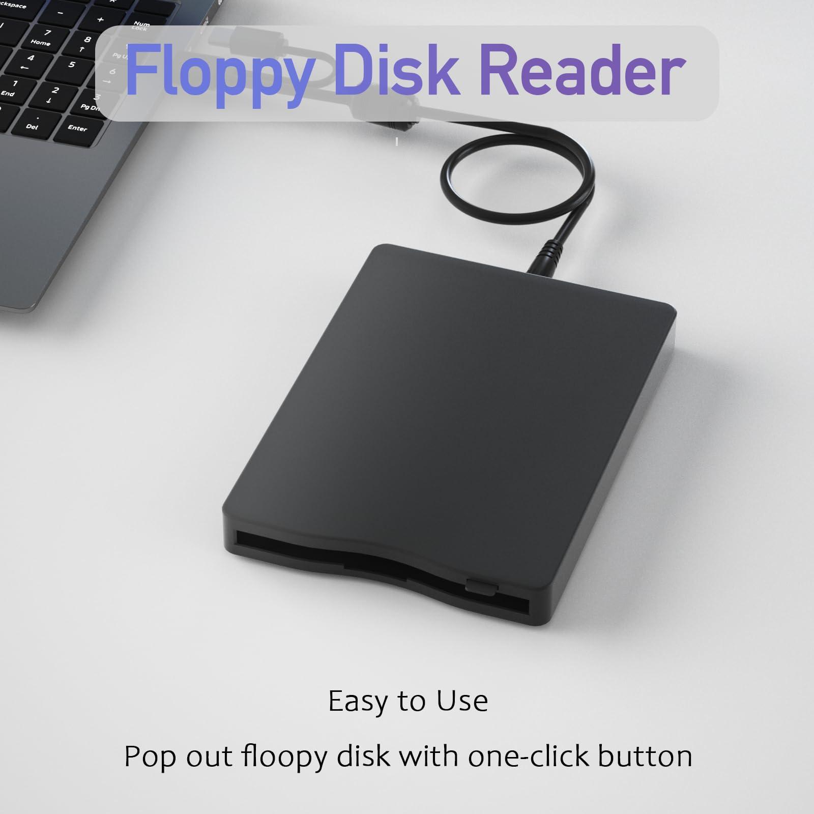 wintale wintale USB Floopy Drive,Portable 3.5\" USB External Floppy Disk Drive,Slim Plug and Play 1.44 MB FDD for PC Windows 2000/XP/Vista/7/8/10/11 Mac