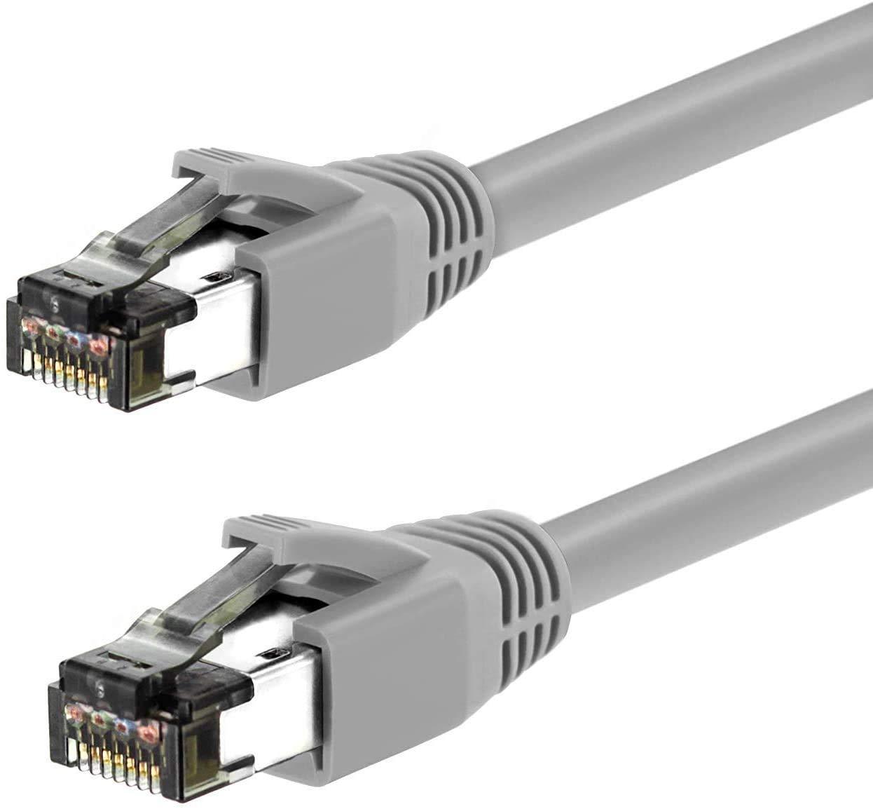 Nippon Labs Nippon Labs Cat8 RJ45 50FT Ethernet Patch Internet Network LAN Cable, Indoor/Outdoor, 24AWG Shielded Latest 40Gbps 2000Mhz, Weatherproof S/FTP for Router, PS4, PS5, Xbox, PoE, Switch, Modem (Gray)