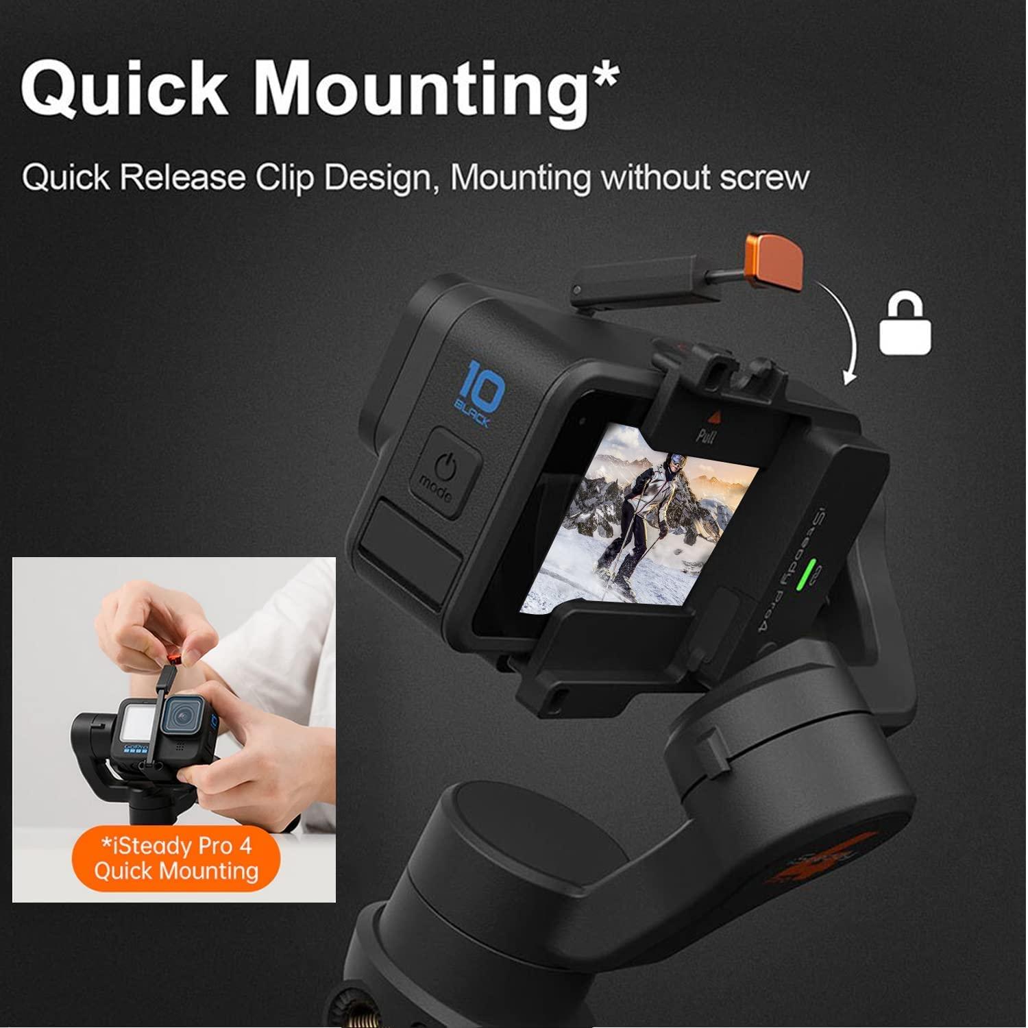 hohem hohem iSteady Pro 4 3-Axis Gimbal Stabilizer for GoPro 13/12/11/10/9 8/7/6/5, for Osmo Action and Other Action Cameras,Support Bluetooth & Cable Control, IPX4 Splash Proof with Tripod