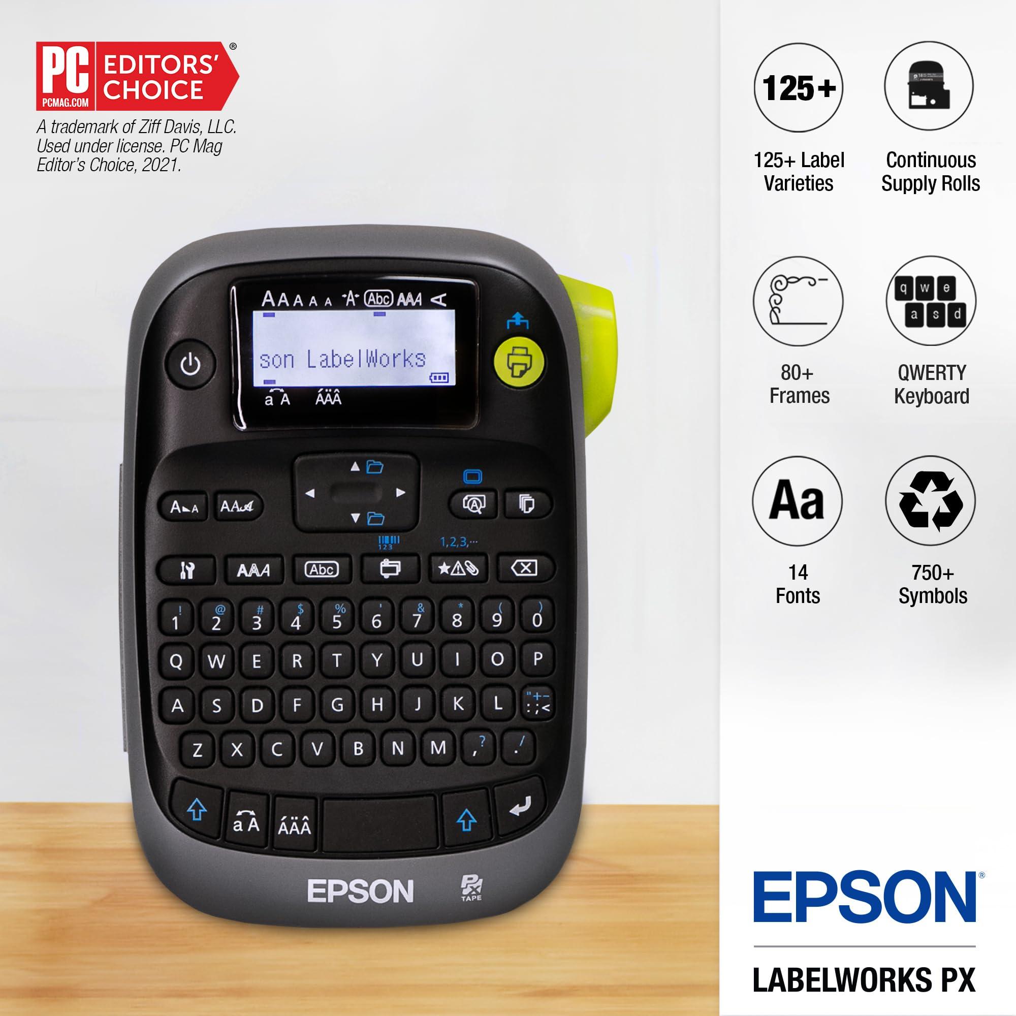 LABELWORKS LABELWORKS Epson LW-PX300 Industrial Label Maker for Office Compatible with Stickers, Magnets, and Shrink Tube, Portable Handheld Design