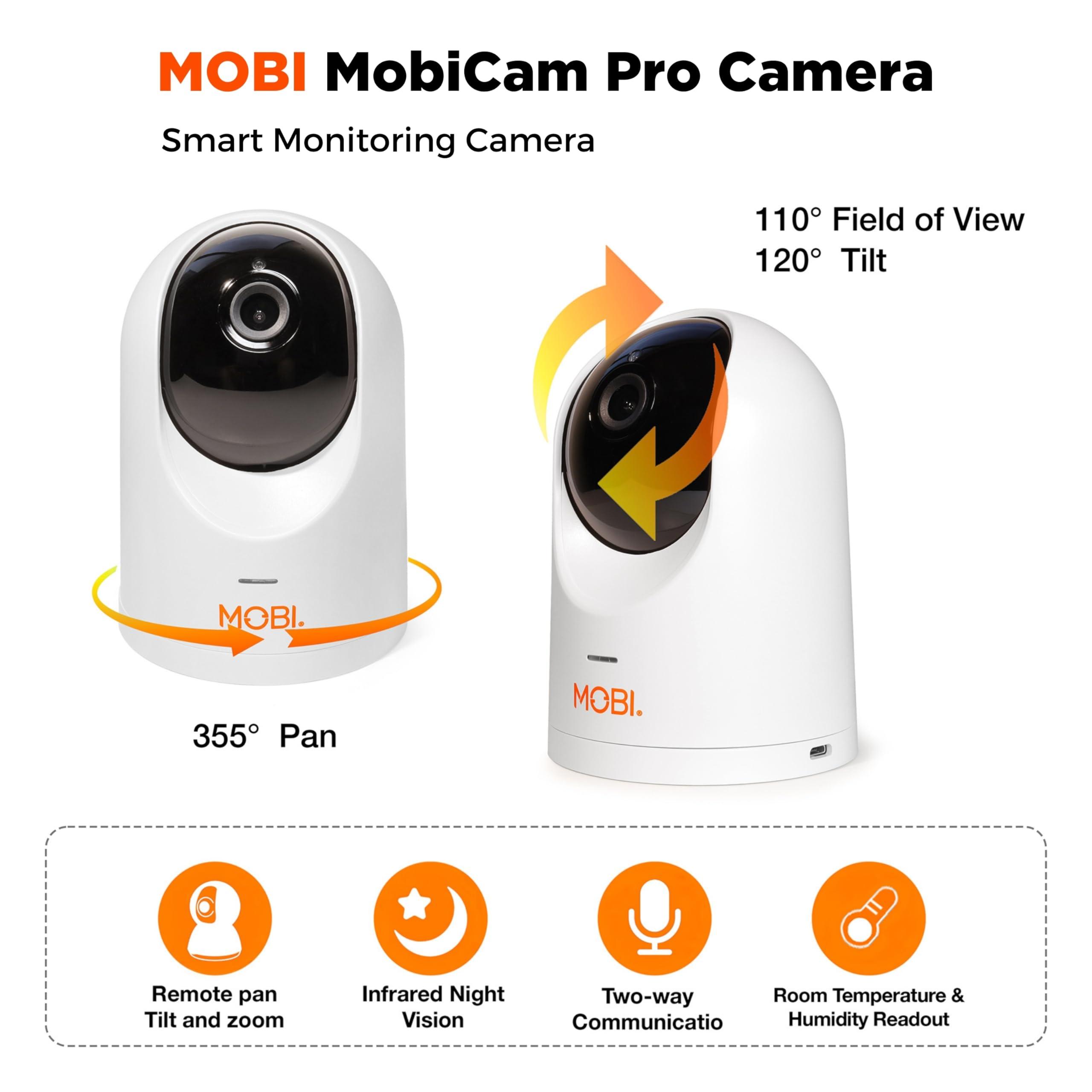 MOBI MobiCam PRO Baby & Home Monitoring Camera: Full HD, 355Pan, 120Tilt, 2-Way Audio, Color Night Vision, Motion Tracking & Sound Detection, Temp & Humidity Readings, Supports 5G/2.4GHz Wi-Fi