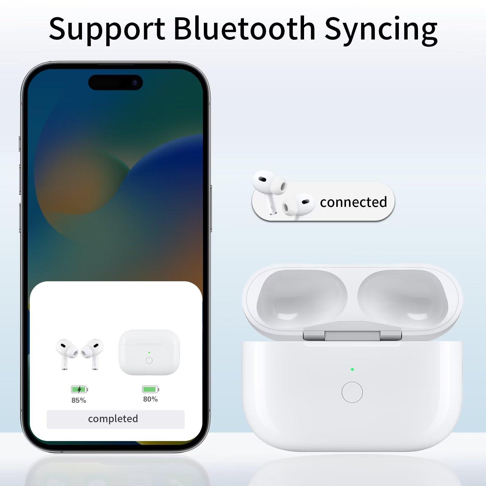 Alimingyan Wireless Charging Case Compatible for AirPods Pro 1st & 2nd Generation with USB-C Charging, Air Pod Pro 1 2 Charger Case Replacement with Bluetooth Pairing Sync Buttonwith Type-C Charging