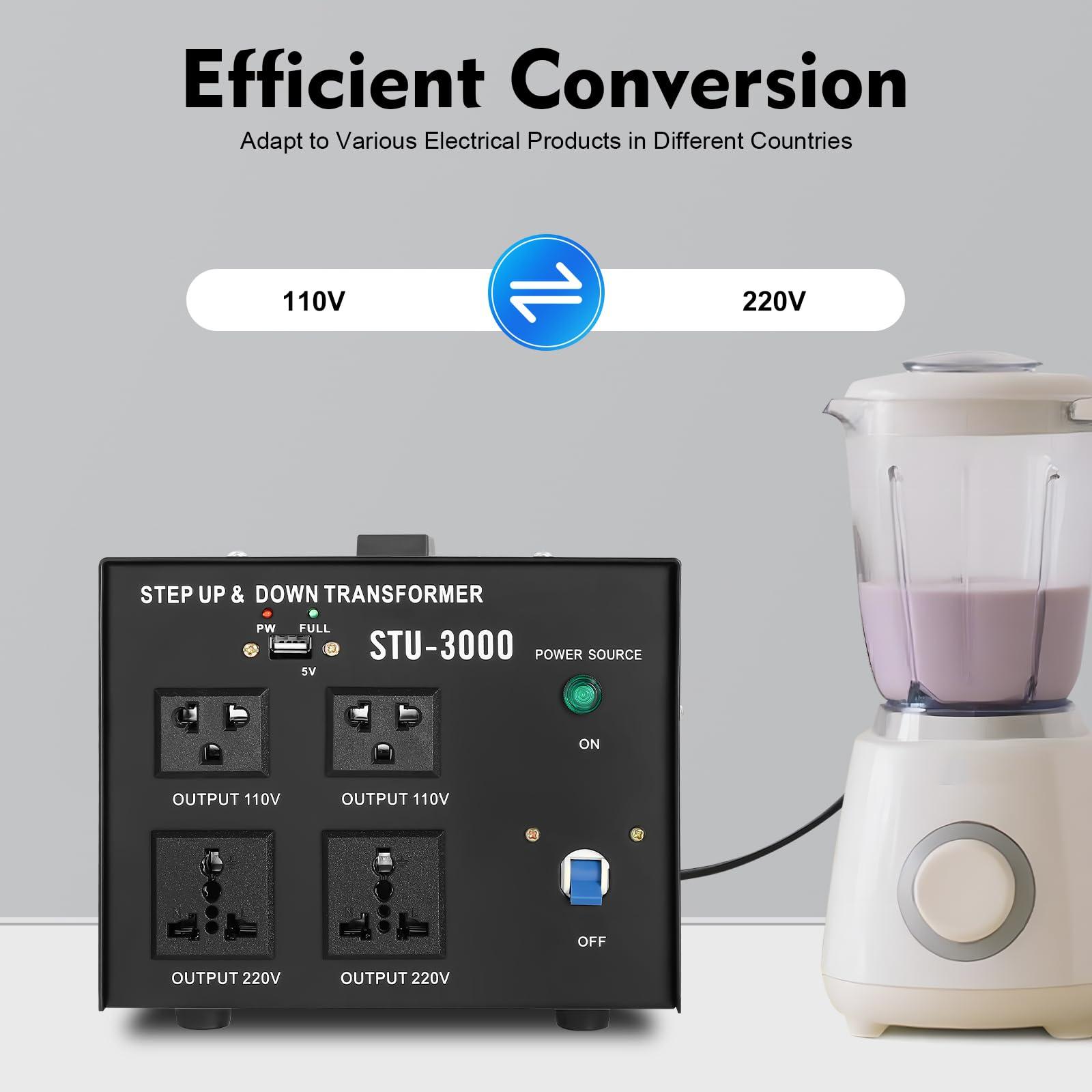 mignonnememe 3000W Power Voltage Converter Transformer Heavy Duty Step Up/Down AC 110V to 220V Power Converter Circuit Breaker Protection