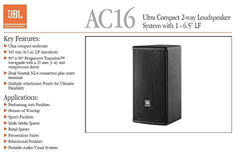 JBL Professional JBL Professional AC16 Ultra Compact 6.5-Inch 2-Way Single Loudspeaker, Black
