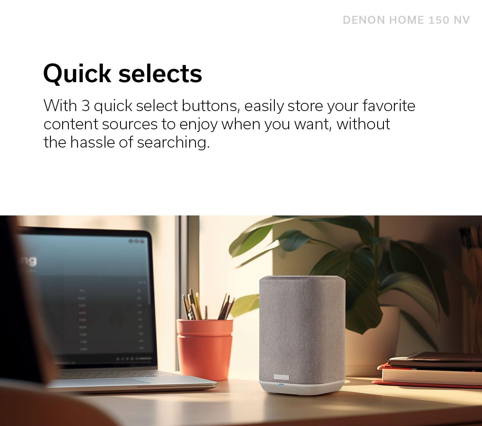 Denon Denon Home 150 NV Wireless Speaker (2024 Model), Home Speaker with HEOS Built-in, AirPlay 2 & Bluetooth, Multi-Room Streaming, Simple Setup, Compact Design, Black (Renewed)