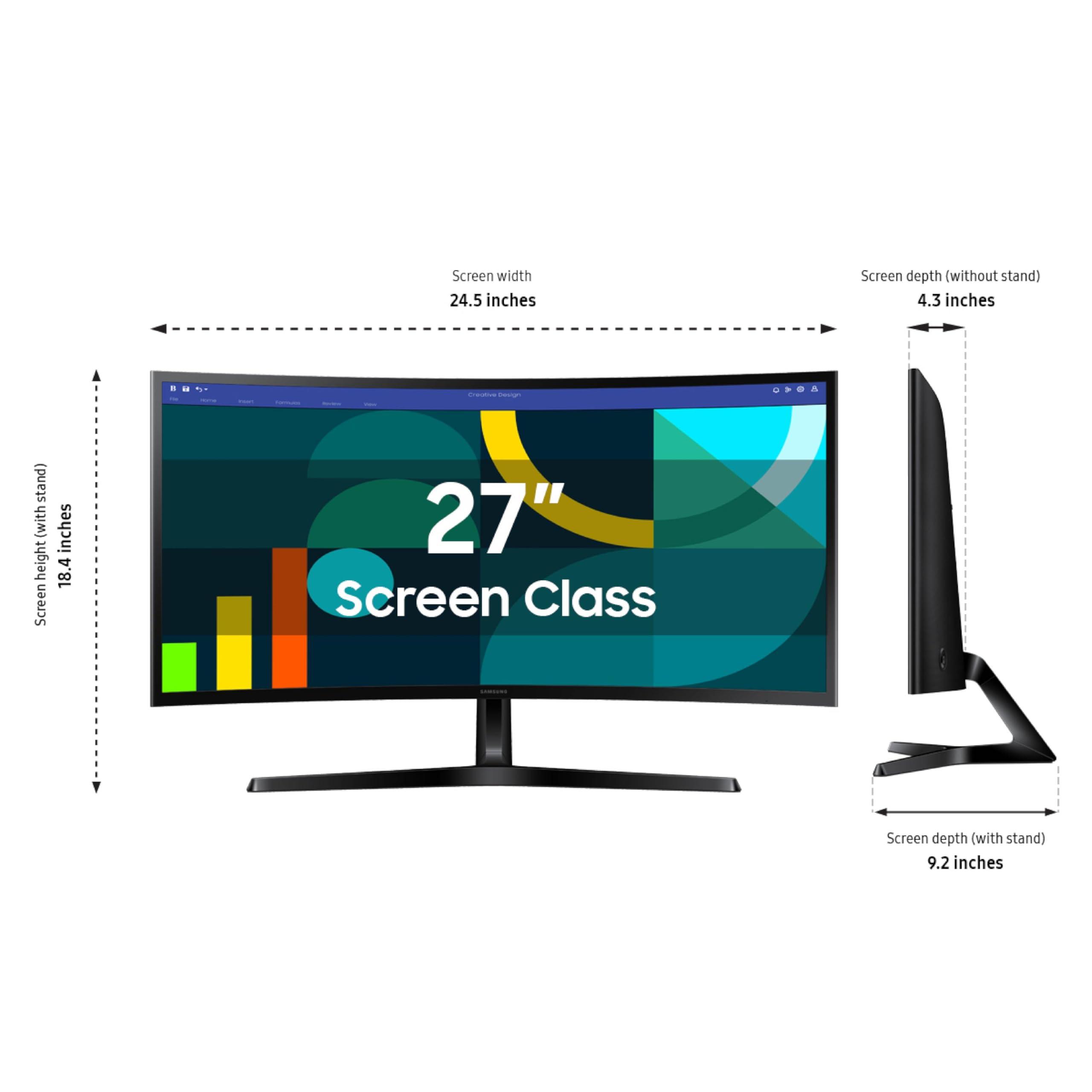 Samsung Samsung 27" Essential S3 (S36GD) Series FHD 1800R Curved Computer Monitor, 100Hz, Game Mode, Advanced Eye Comfort, HDMI and D-sub Ports, LS27D366GANXZA, 2024