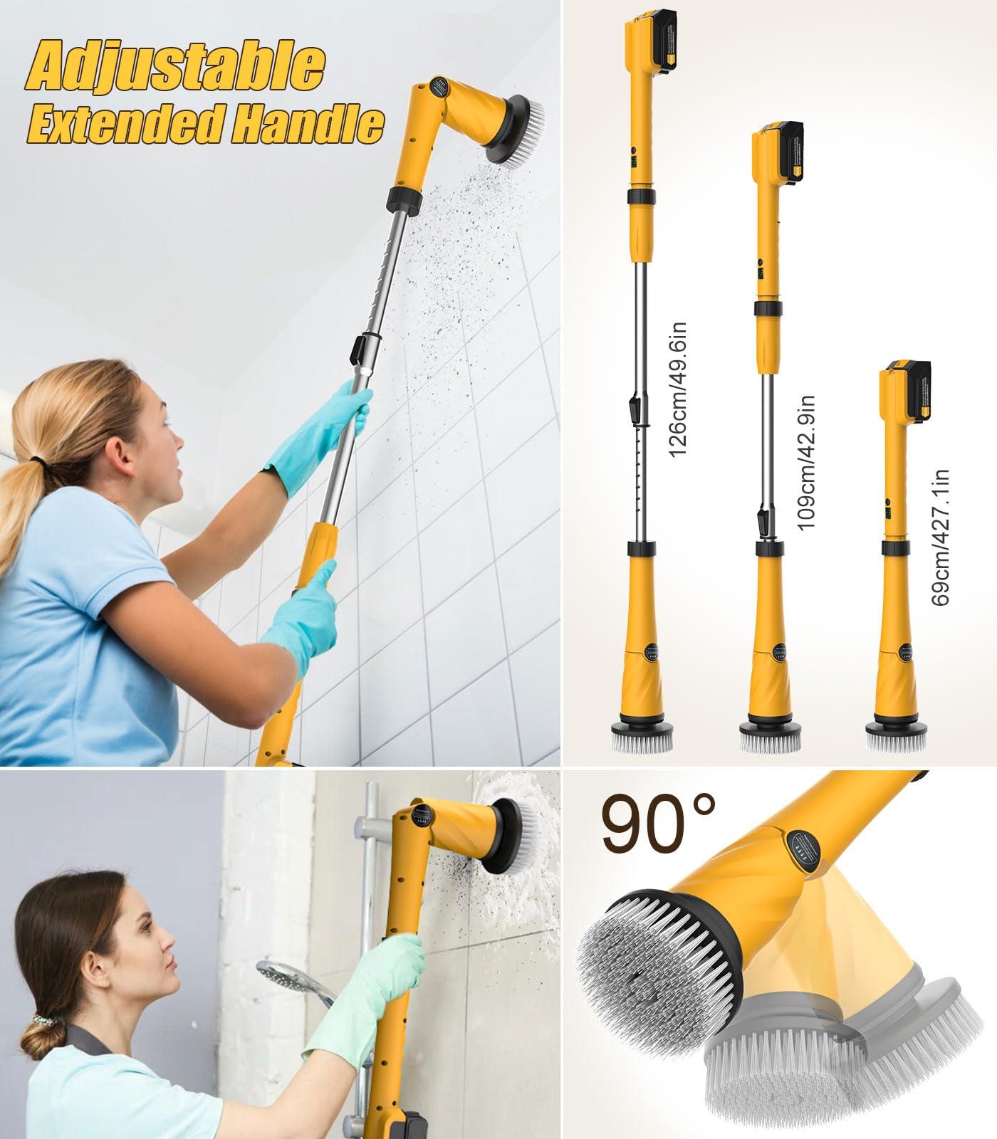 qimedo Qimedo Electric Spin Scrubber Extra Large Brush Q3,6000 mAh Best Battery Power Scrubber for Cleaning,1200RPM Shower Cordless Cleaning Brush with 8 Brushes for Bath/Tub/Tile/Floor (Smart Display)