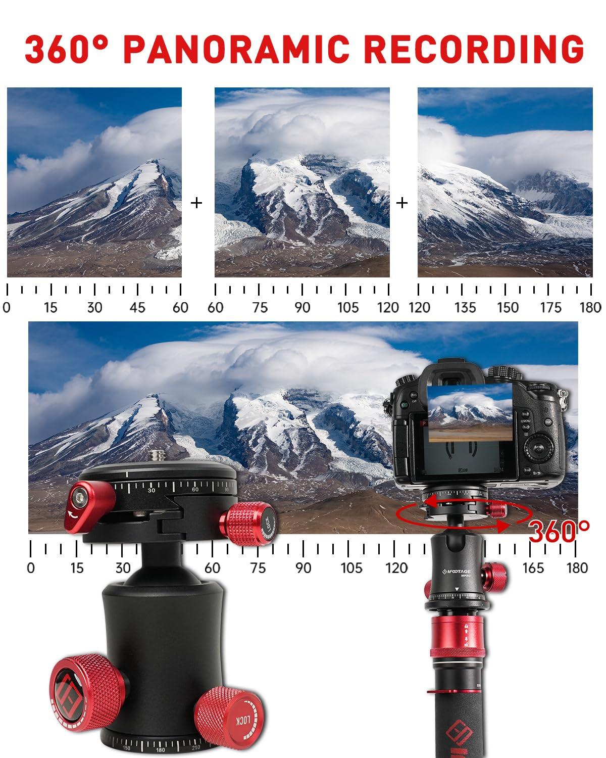 IFOOTAGE IFOOTAGE Komodo MP30 Ball Head,Metal 360 Rotating Ball Head with Panoramic Quick Release Plate, Compatible with Digital SLR Cameras, Mirrorless Cameras and Digital Cameras Load 22lbs