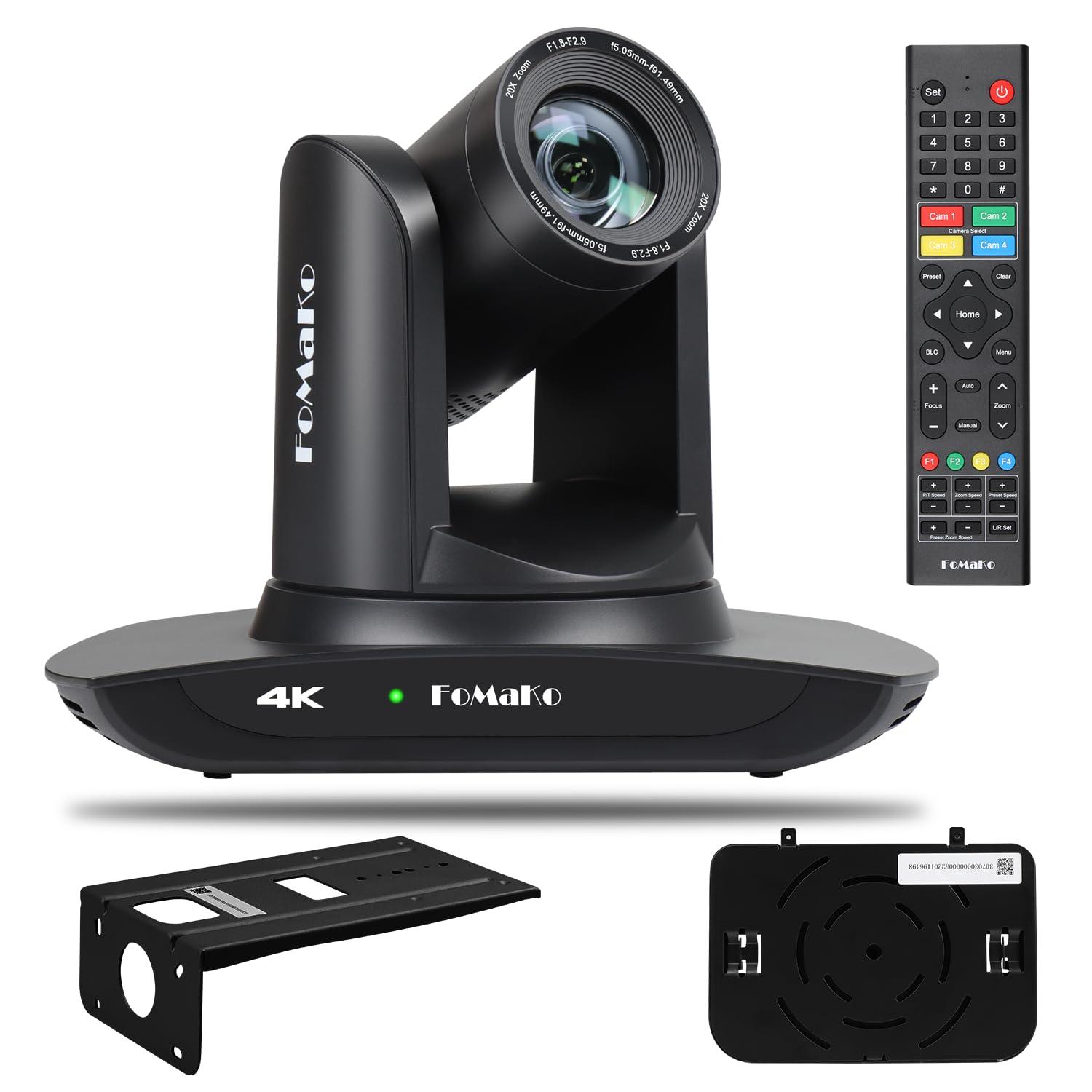 FoMaKo FoMaKo 4K PTZ Camera HDMI, AI Auto-Tracking, 4K 20X Optical Zoom, USB3.0 LAN HDMI PTZ Camera 4K for Church Worship Education Conference Events, K20UH