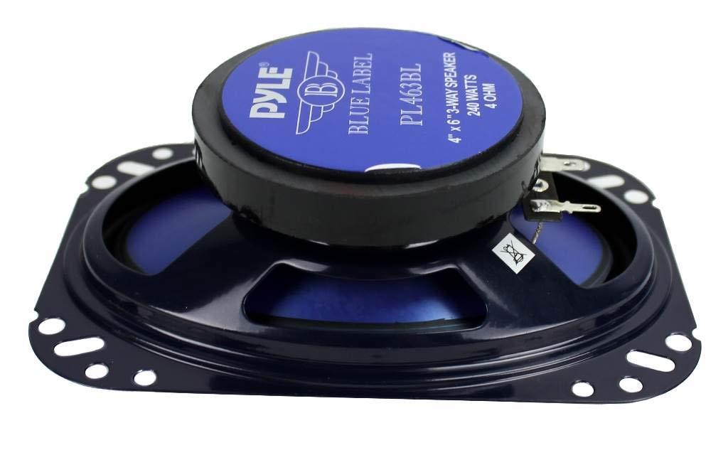 Pyle Pyle 4'' x 6'' Three Way Sound Speaker System - Pro Mid Range Triaxial Loud Audio 240 Watt per Pair w/ 4 Ohm Impedance and 3/4'' Piezo Tweeter for Car Component Stereo PL463BL