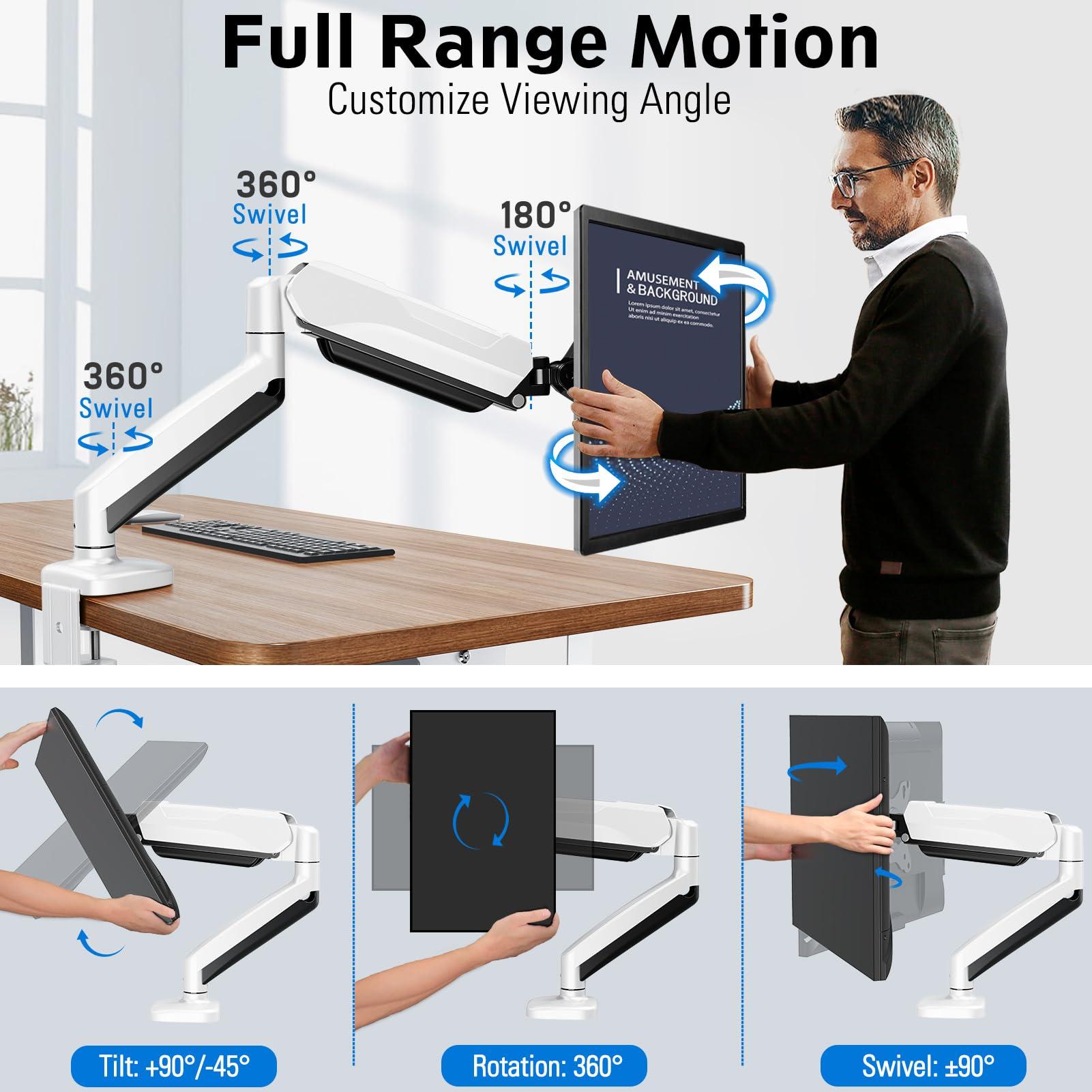 MOUNTUP MOUNTUP White Single Monitor Desk Mount & White Dual Monitor Desk Mount Bundle