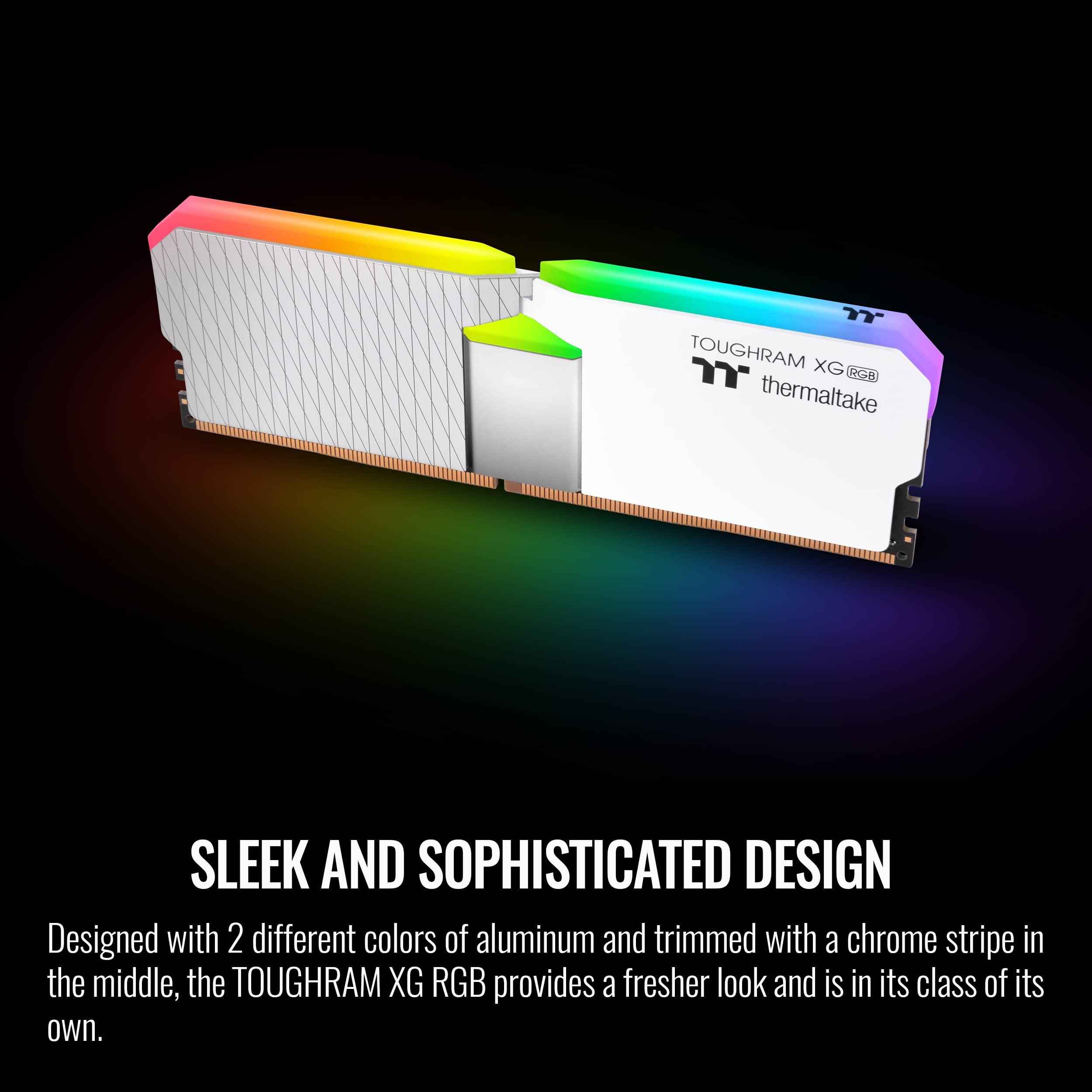 Thermaltake Thermaltake TOUGHRAM XG RGB White DDR4 4000MHz 64GB C19 (32GB x 2) 16.8 Million Color RGB Alexa/Razer Chroma/5V Motherboard Syncable RGB Memory RG06R432GX2-4000C19B