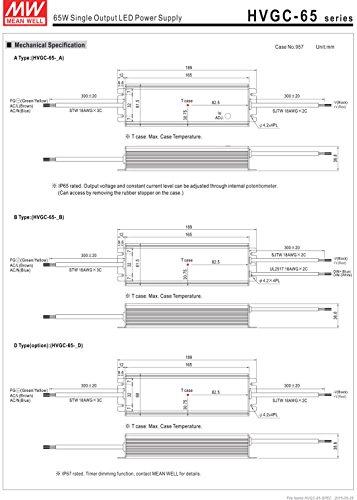 MEAN WELL HVGC-65-350B AC/DC Power Supply Single-OUT 18V to 186V 0.35A 65.1W 7-Pin