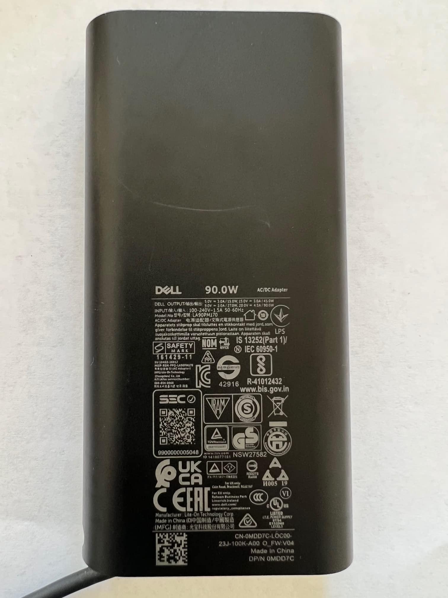 Lite-on Technology Corp. New Laptop Charger Dell 90W USB Type for Dell XPS 13Precision 3540,Latitude 3400,5289,5300 2in1,7400 2in1,7300, Compatible with P/N: DA90PM170, HA90PM170, LA90PM170, 0MDD7C, MDD7C,