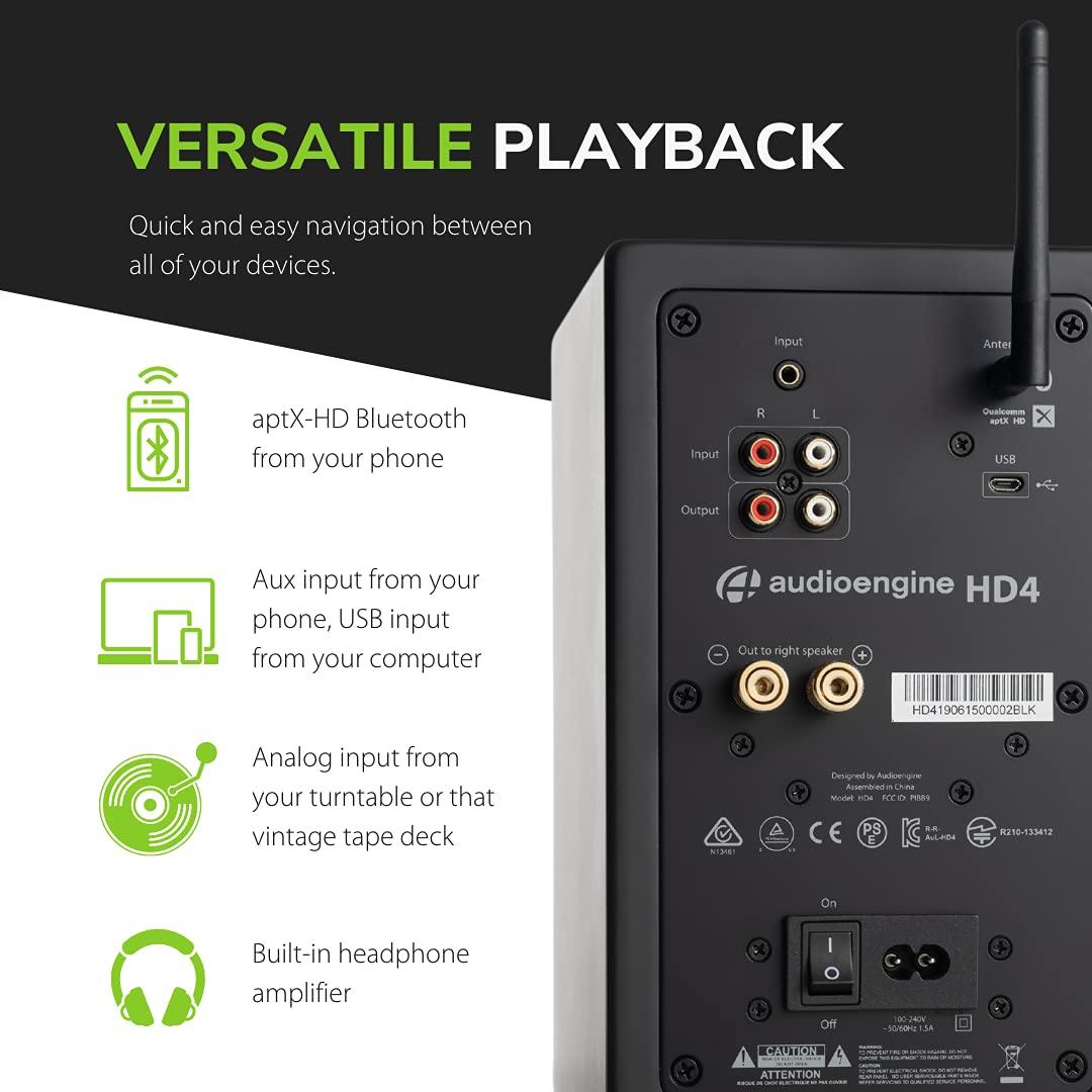 Audioengine Audioengine HD4 Black Wireless Bluetooth Speakers and S8 White Subwoofer Bundle