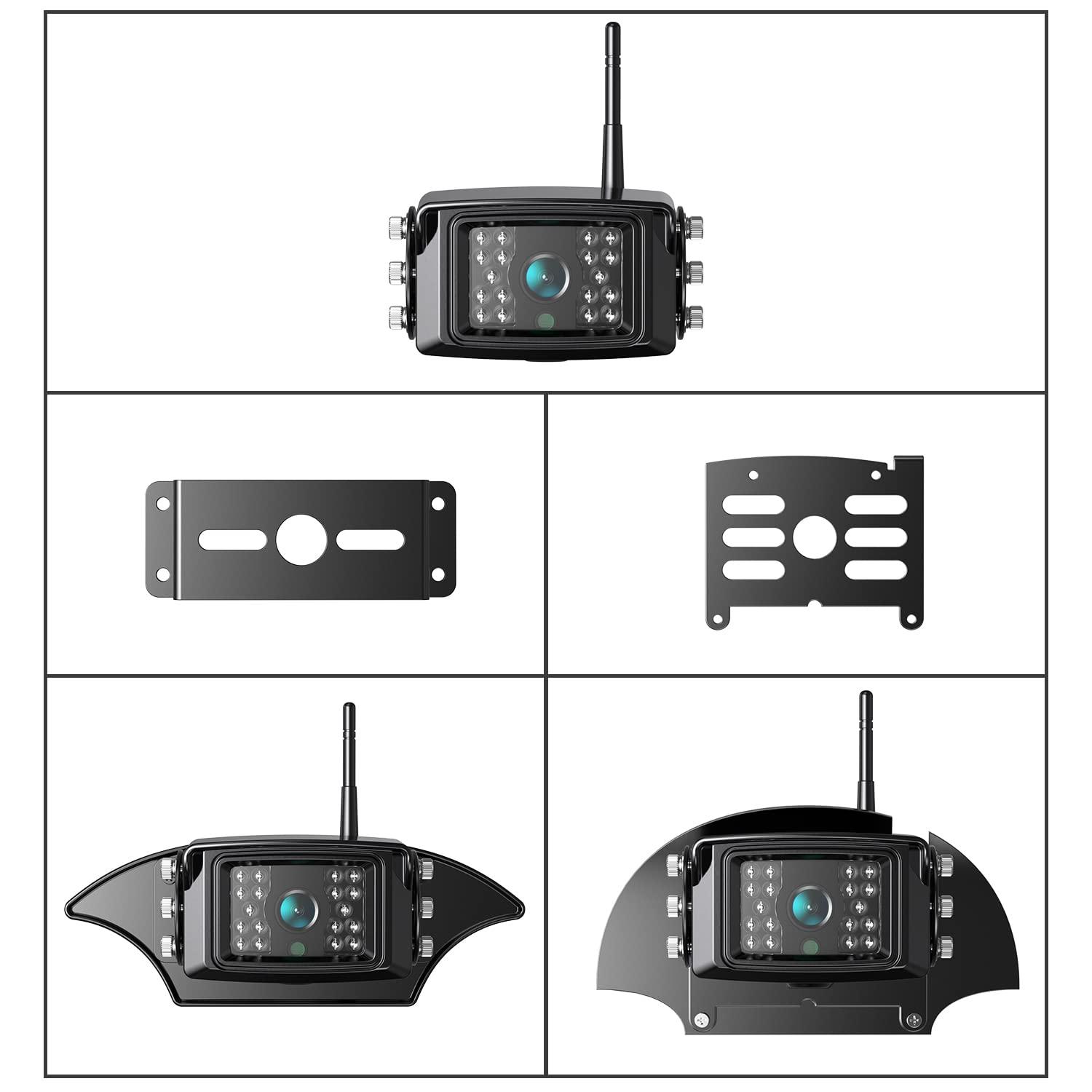 Fookoo Fookoo 1080P 7" Wireless Backup Camera System, 7" HD Dual/Quad Split Monitor with Recording, IP69 Waterproof Rear View Front View Cameras with Parking Lines, Suits for RV/Truck/Trailer/Van/Bus(DW702)