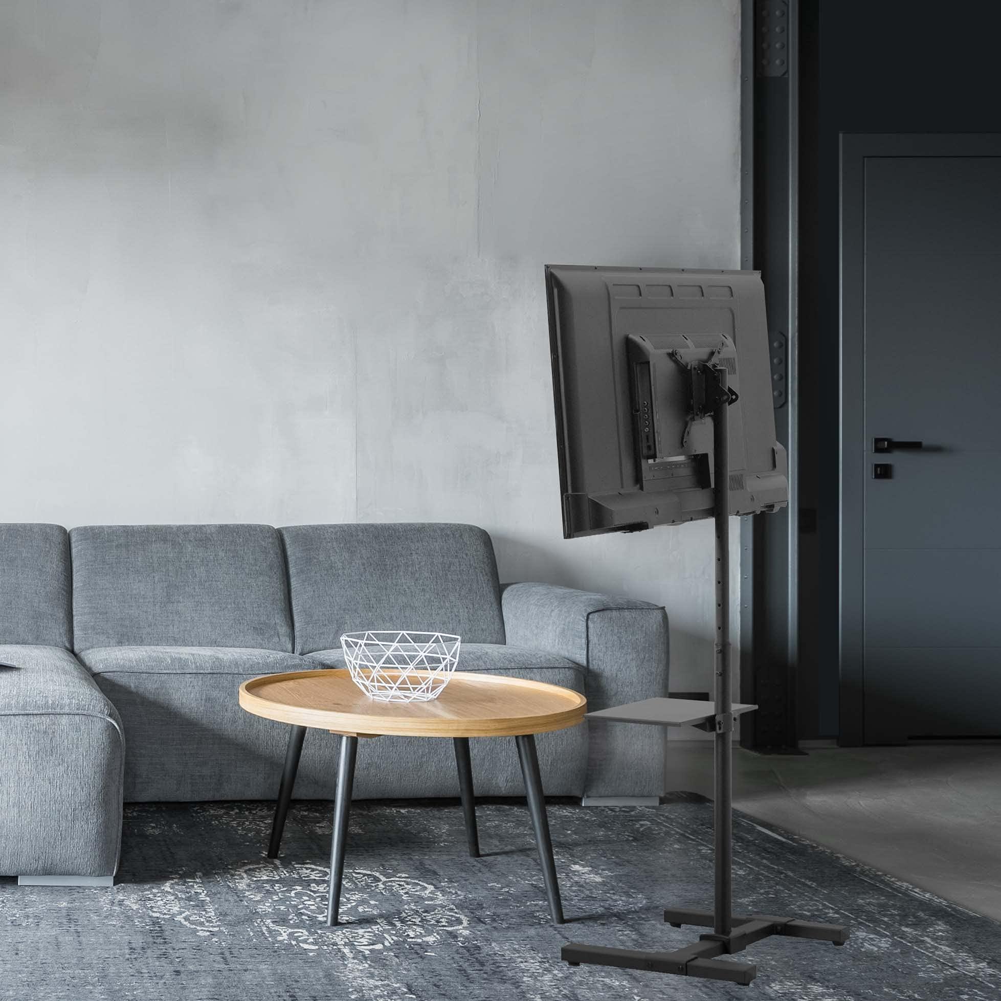 VIVO VIVO TV Floor Stand for 13 to 50 inch Flat Panel LED LCD Plasma Screens, Portable Display Height Adjustable Mount with Storage Shelf, 50 inch Tall, Black, STAND-TV07-S