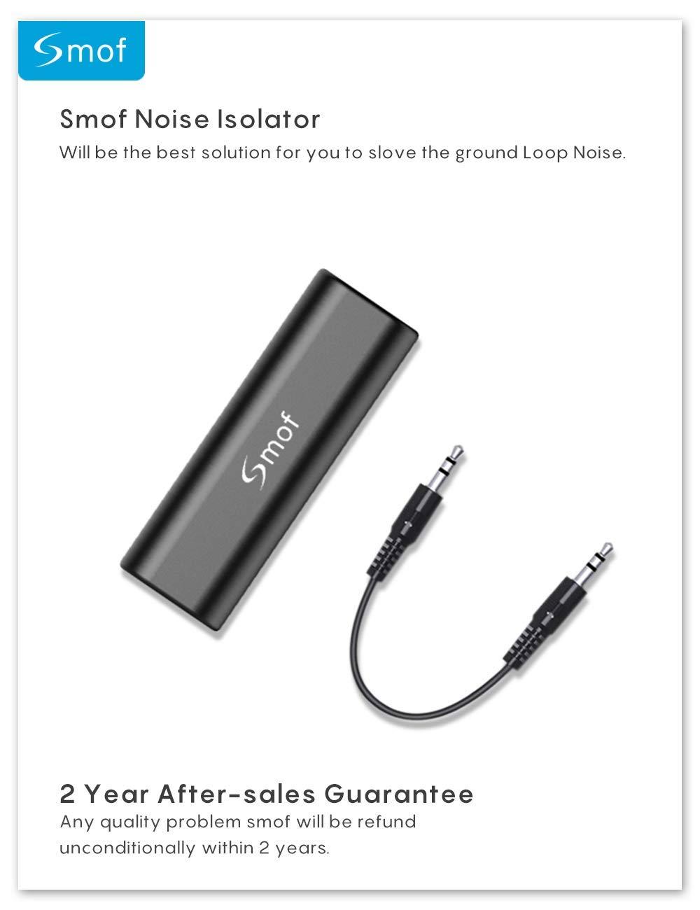 Smof Smof Upgraded Ground Loop Noise Isolator, Noise Filter for Car Audio/Home Stereo System (Eliminate The Buzzing Noise Completely) with 3.5mm Audio Cable, Black