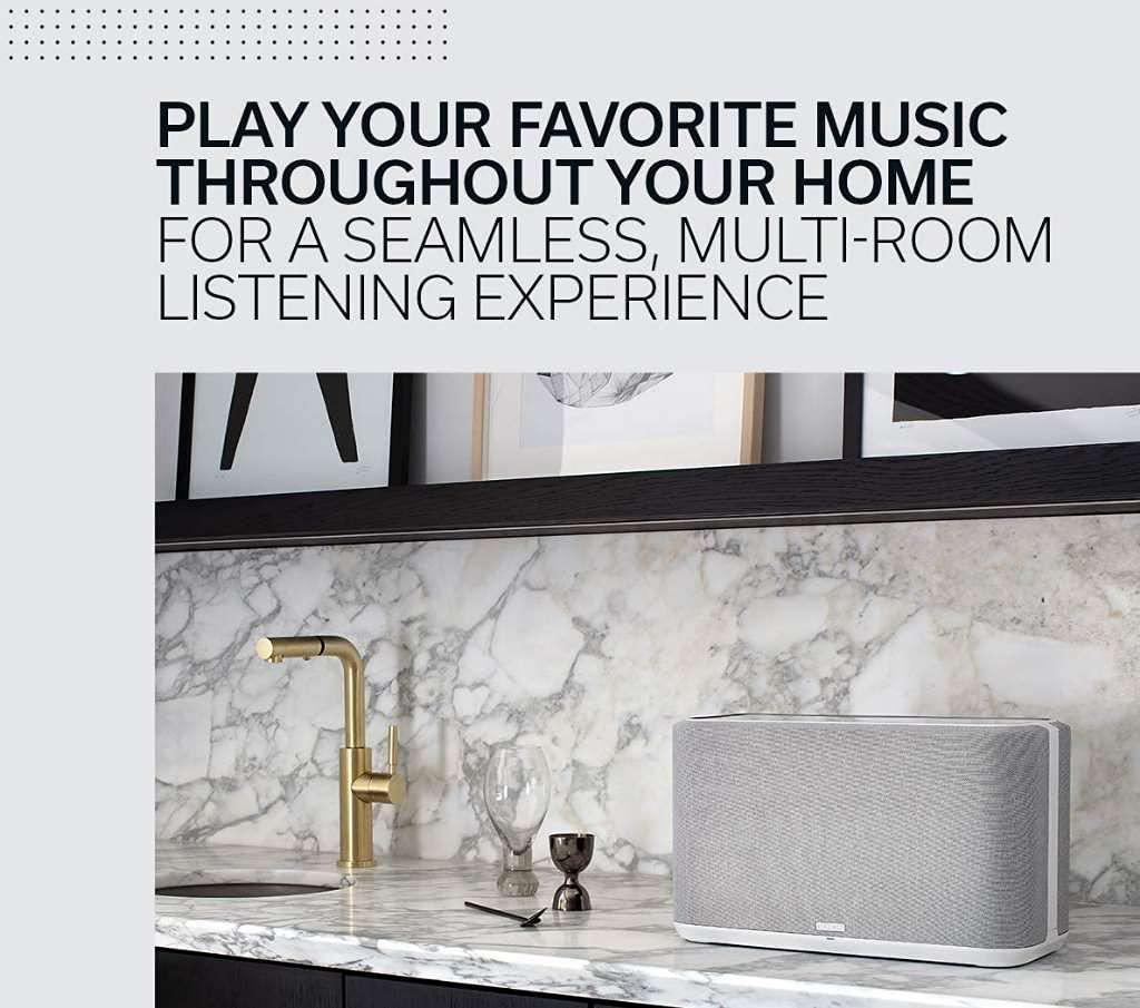 Denon Denon Home 350 Wireless Smart Speaker Powerful Stereo Sound, Wi-Fi & Bluetooth, HEOS Built-in, Alexa Built-in, Siri & AirPlay 2, Spotify Connect, Multi-Room Support, White
